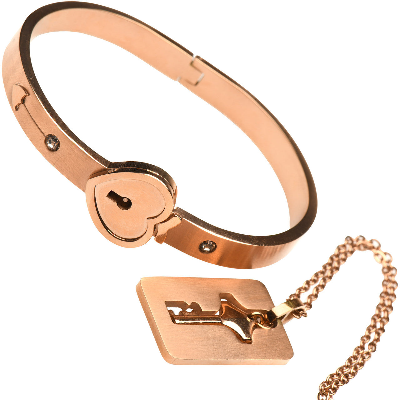 Master Series Cuffed Locking Bracelet & Key Necklace - Rose Gold