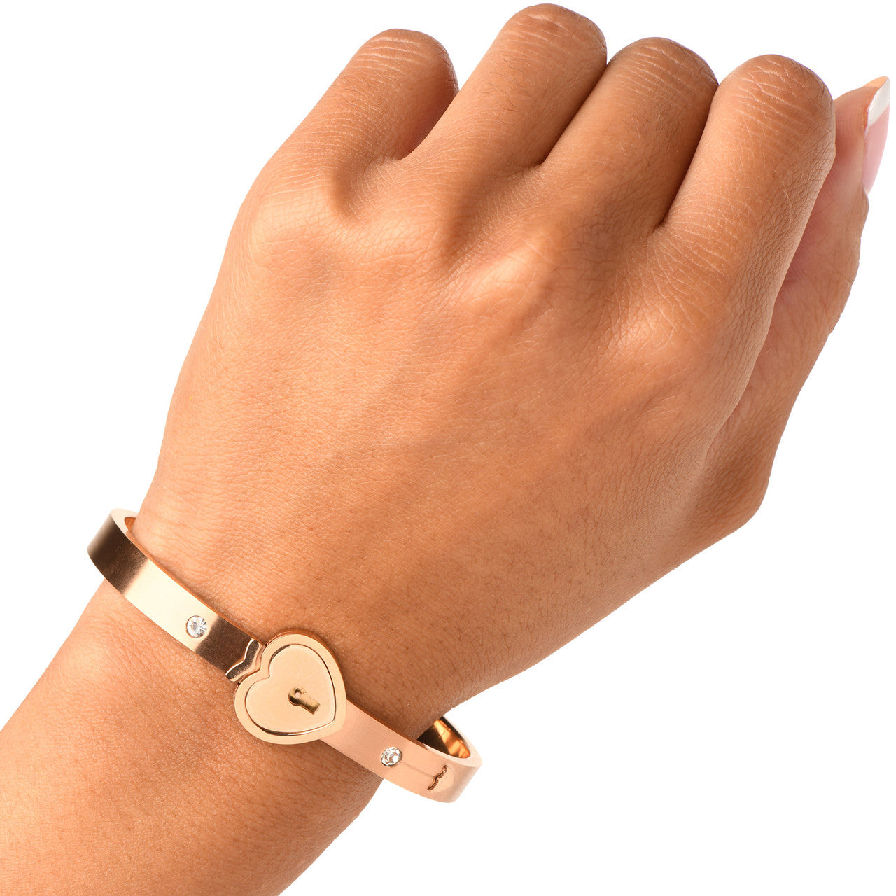 Master Series Cuffed Locking Bracelet & Key Necklace - Rose Gold