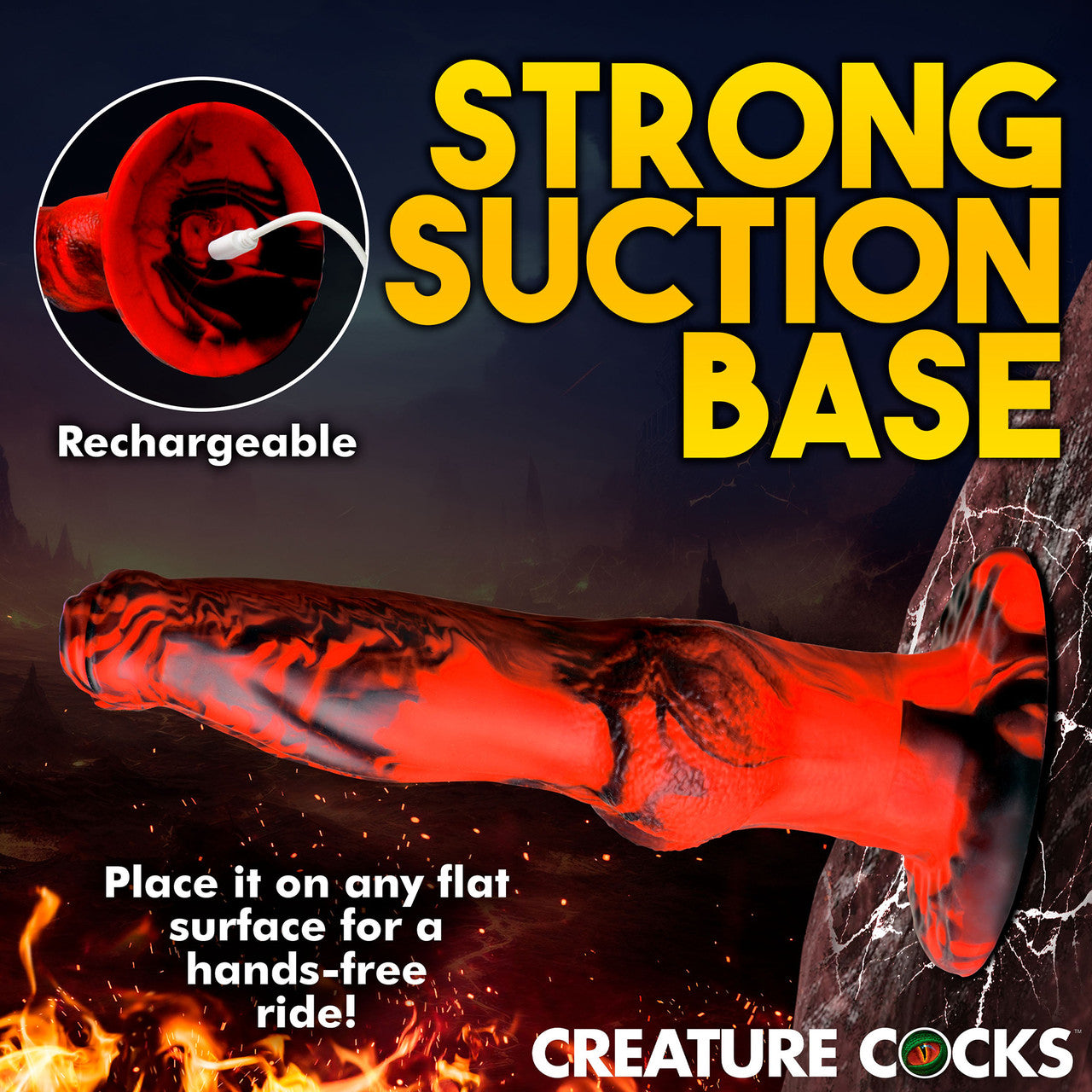 Hell Wolf Rechargeable Thrusting & Vibrating Silicone Suction Cup Dildo With Remote By Creature Cocks