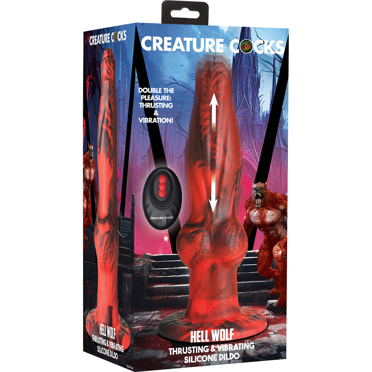 Hell Wolf Rechargeable Thrusting & Vibrating Silicone Suction Cup Dildo With Remote By Creature Cocks