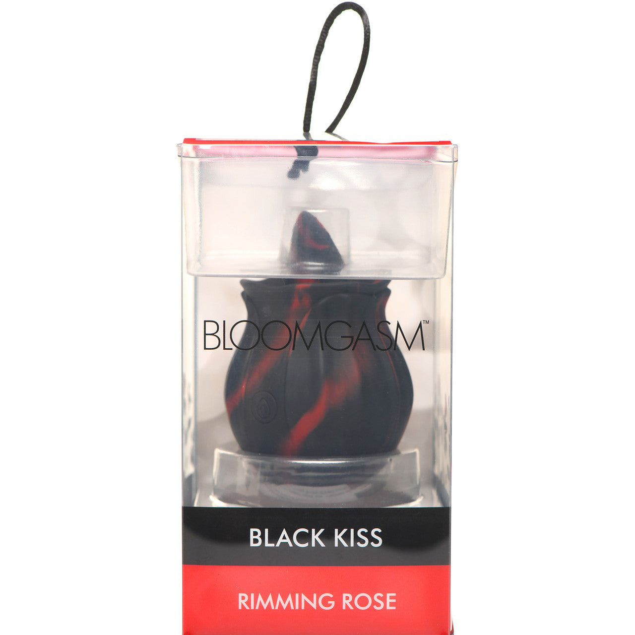 Bloomgasm Black Kiss Rimming Rose Rechargeable Flickering Tongue Vibrator - Black & Red
