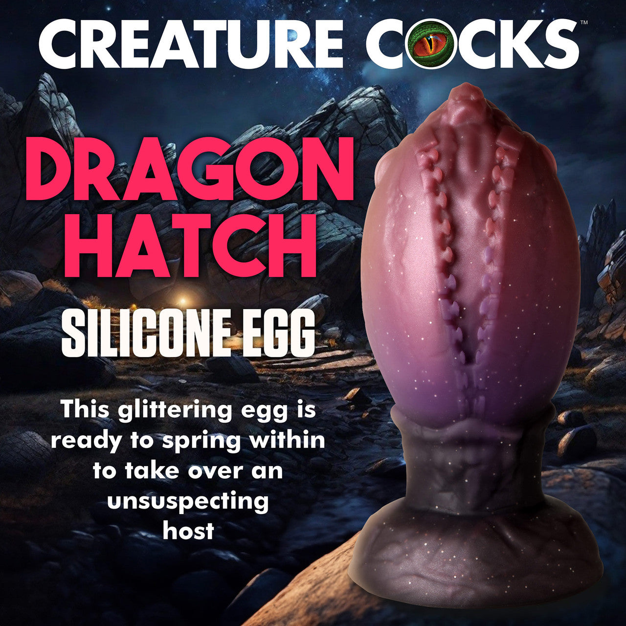 Dragon Hatch Silicone Egg 7" Butt Plug With Suction Cup By Creature Cocks - XL