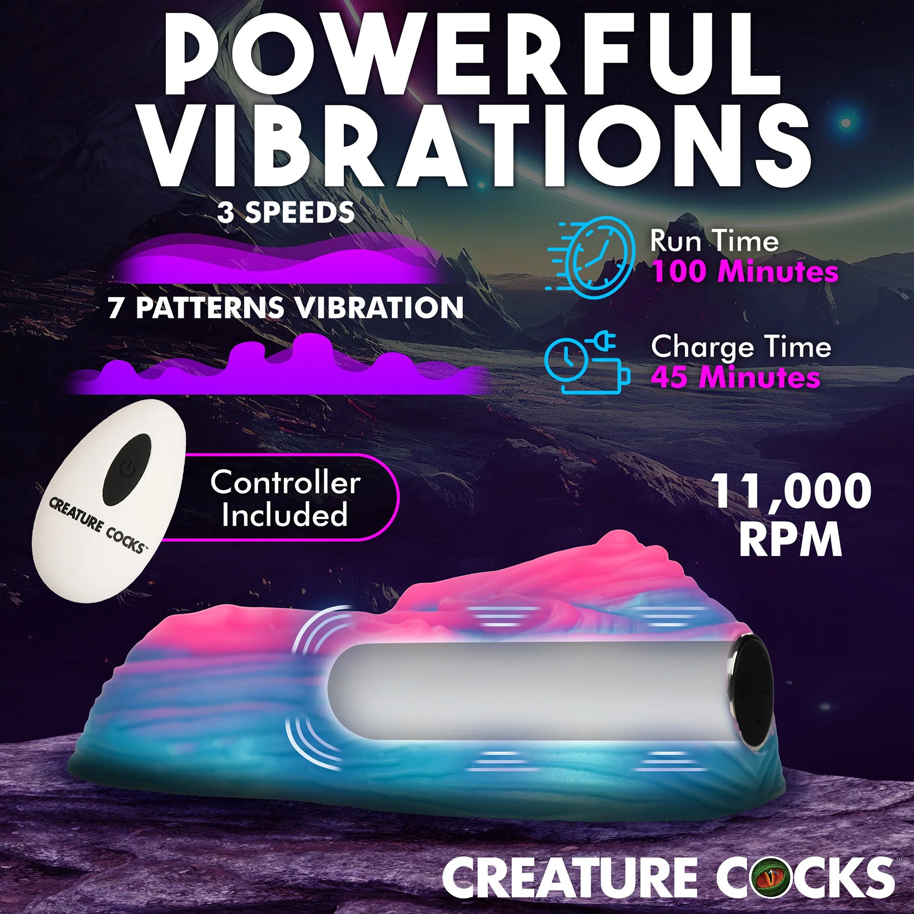 Vulvaron Rechargeable Silicone Vibrating Grinder With Remote By Creature Cocks