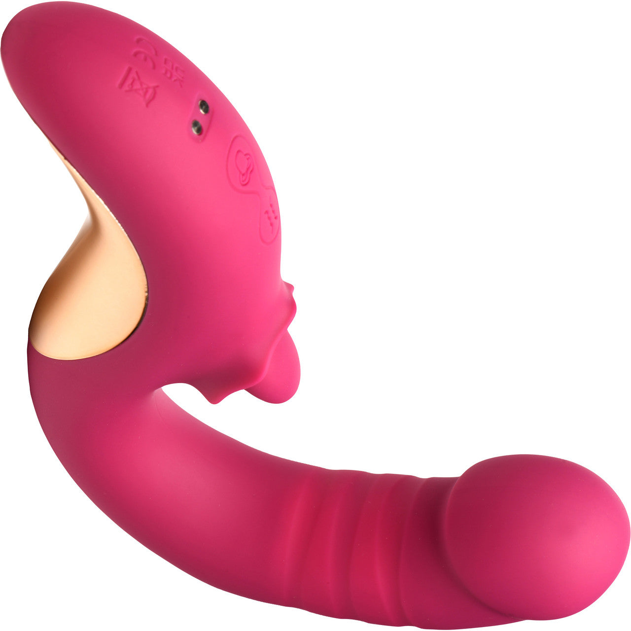 Lickgasm Tease & Please Rechargeable Silicone Thrusting & Licking Dual Stimulation Vibrator - Pink
