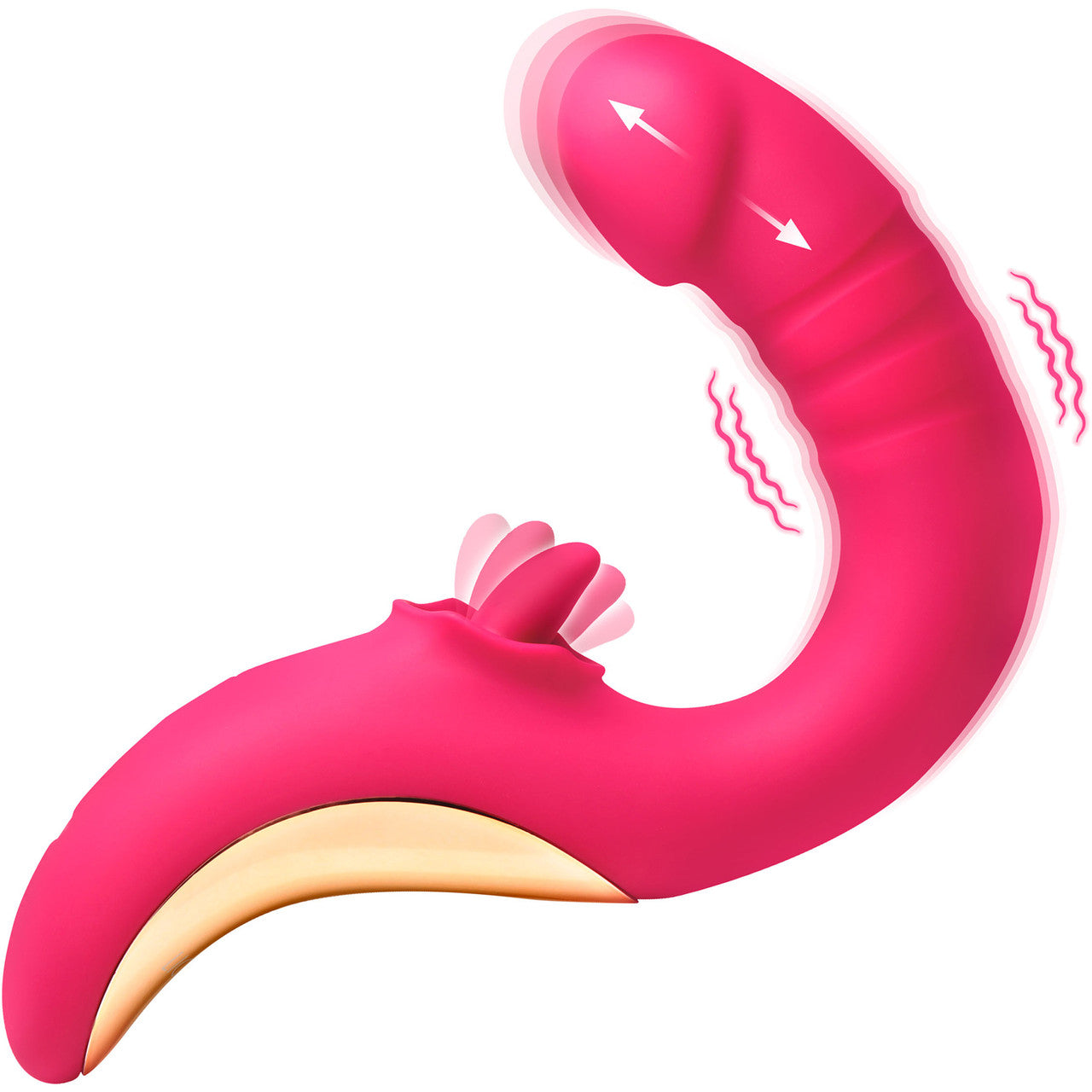 Lickgasm Tease & Please Rechargeable Silicone Thrusting & Licking Dual Stimulation Vibrator - Pink