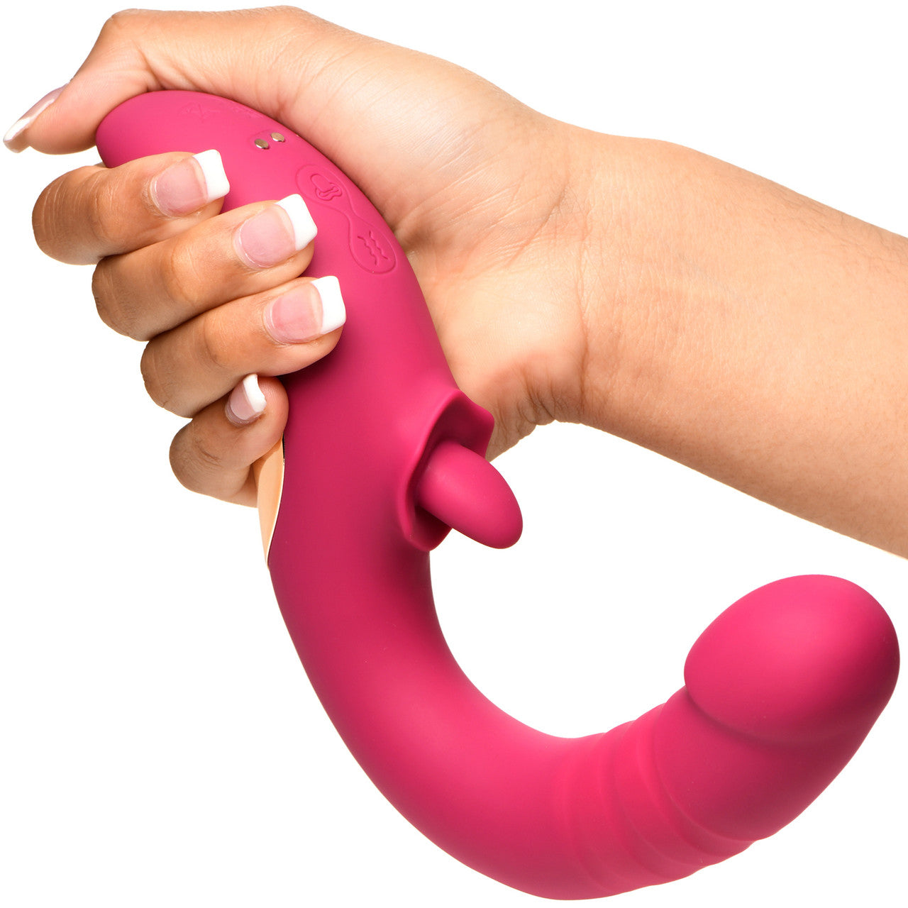 Lickgasm Tease & Please Rechargeable Silicone Thrusting & Licking Dual Stimulation Vibrator - Pink
