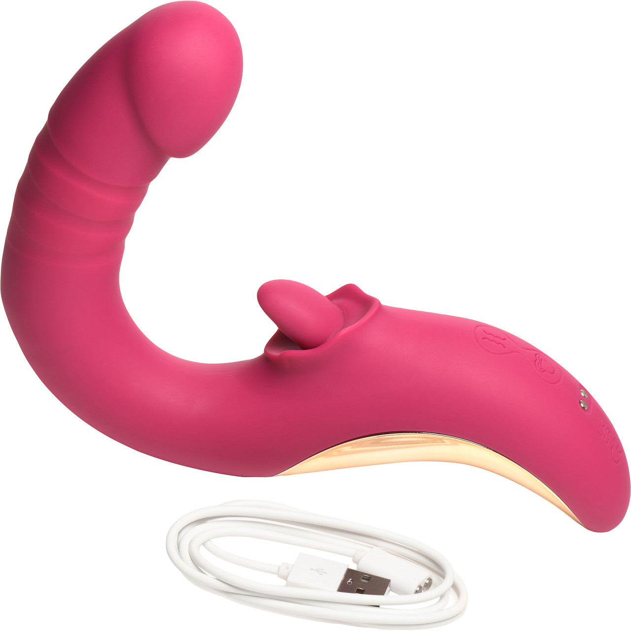 Lickgasm Tease & Please Rechargeable Silicone Thrusting & Licking Dual Stimulation Vibrator - Pink