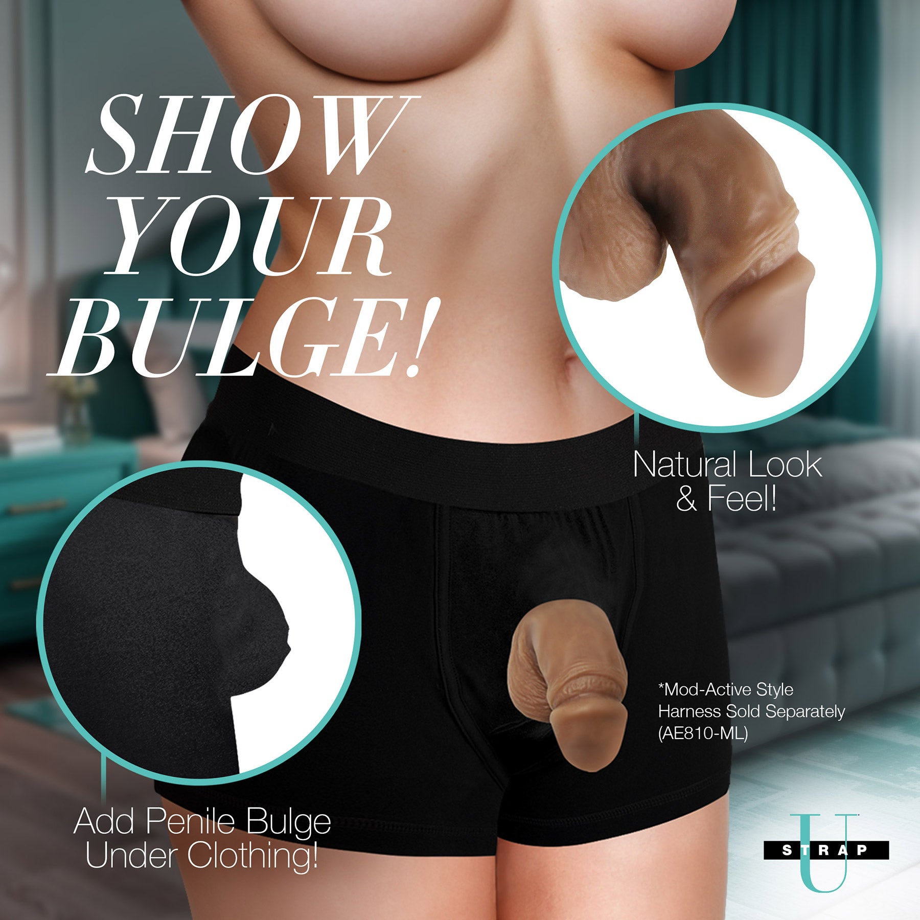 Strap U 3.6" Silicone Packer Dildo - Caramel