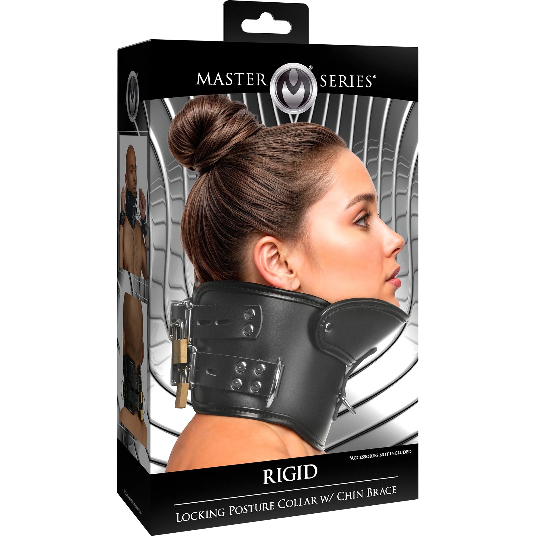 Master Series Rigid Locking Posture Collar With Chin Brace - Black