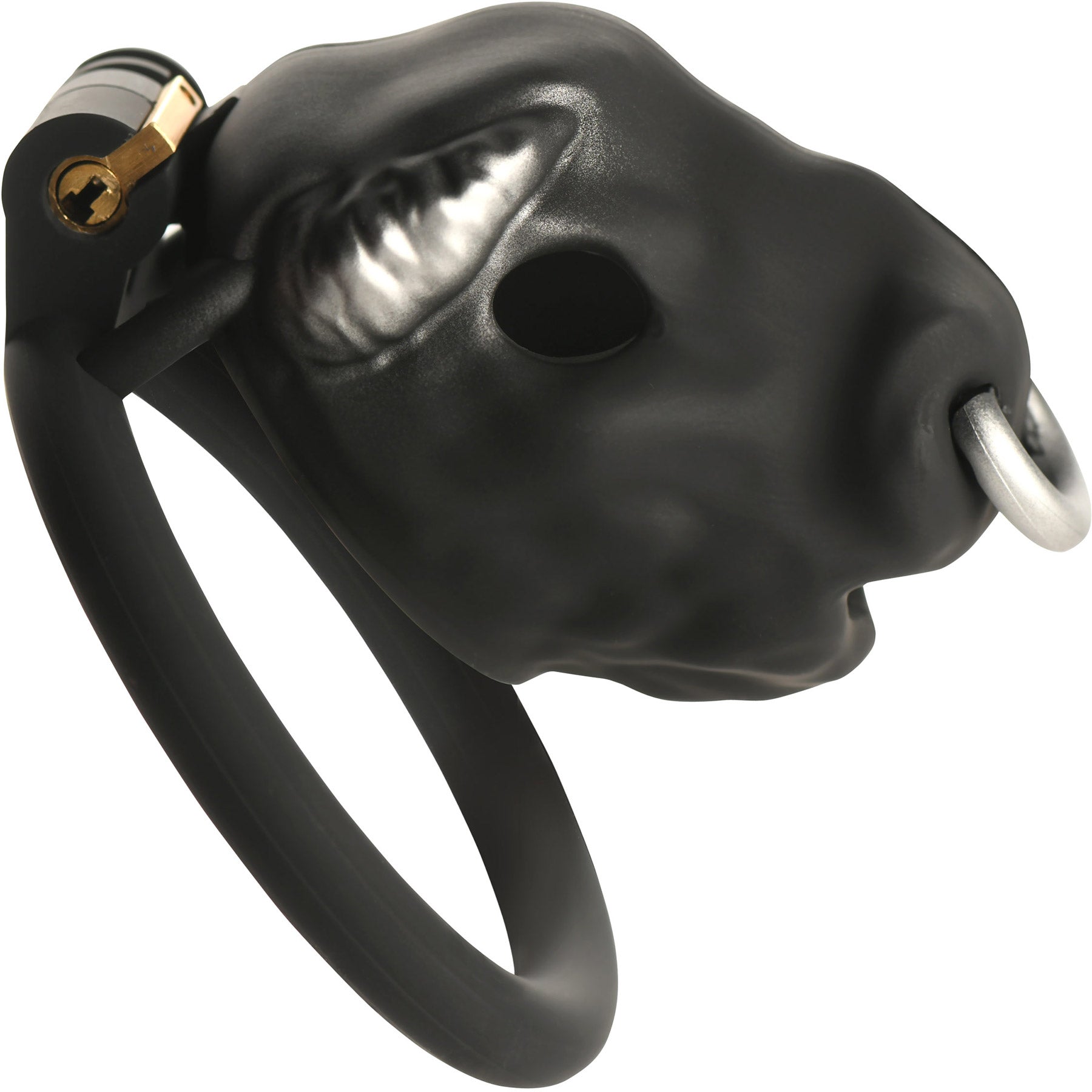 Master Series Bull Chastity Cage With 4 Gradually Sized Rings - Black