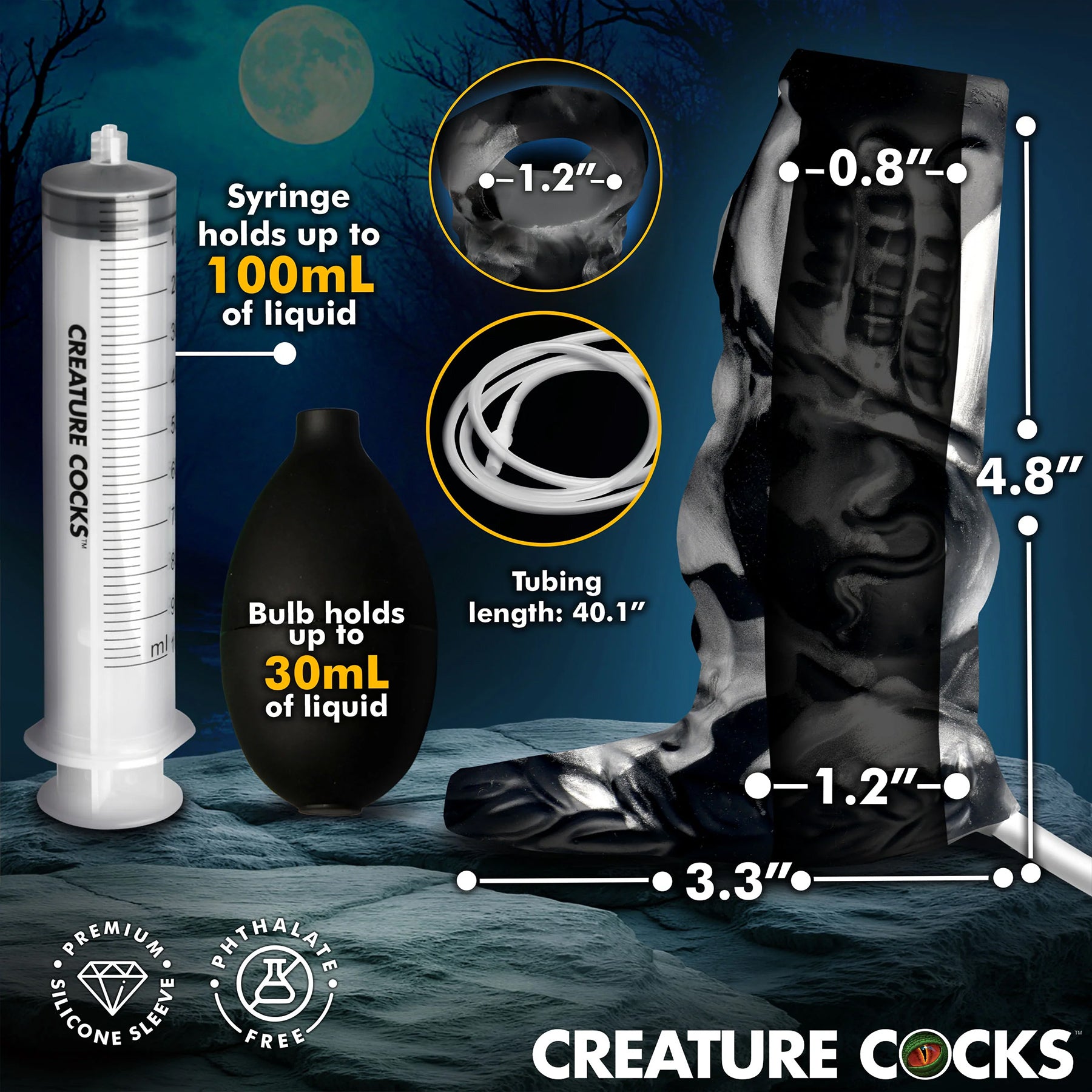 Night Prowler Squirting Silicone Penis Enhancer By Creature Cocks