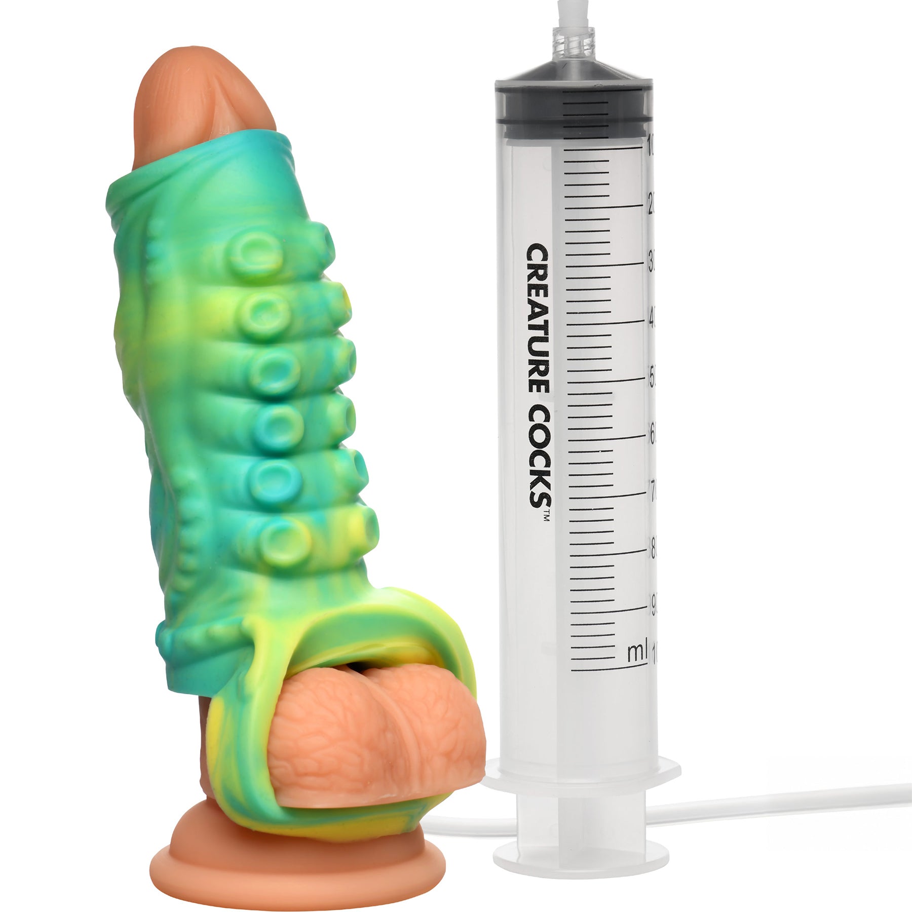 Tentacle Squirting Silicone Penis Enhancer By Creature Cocks - Green