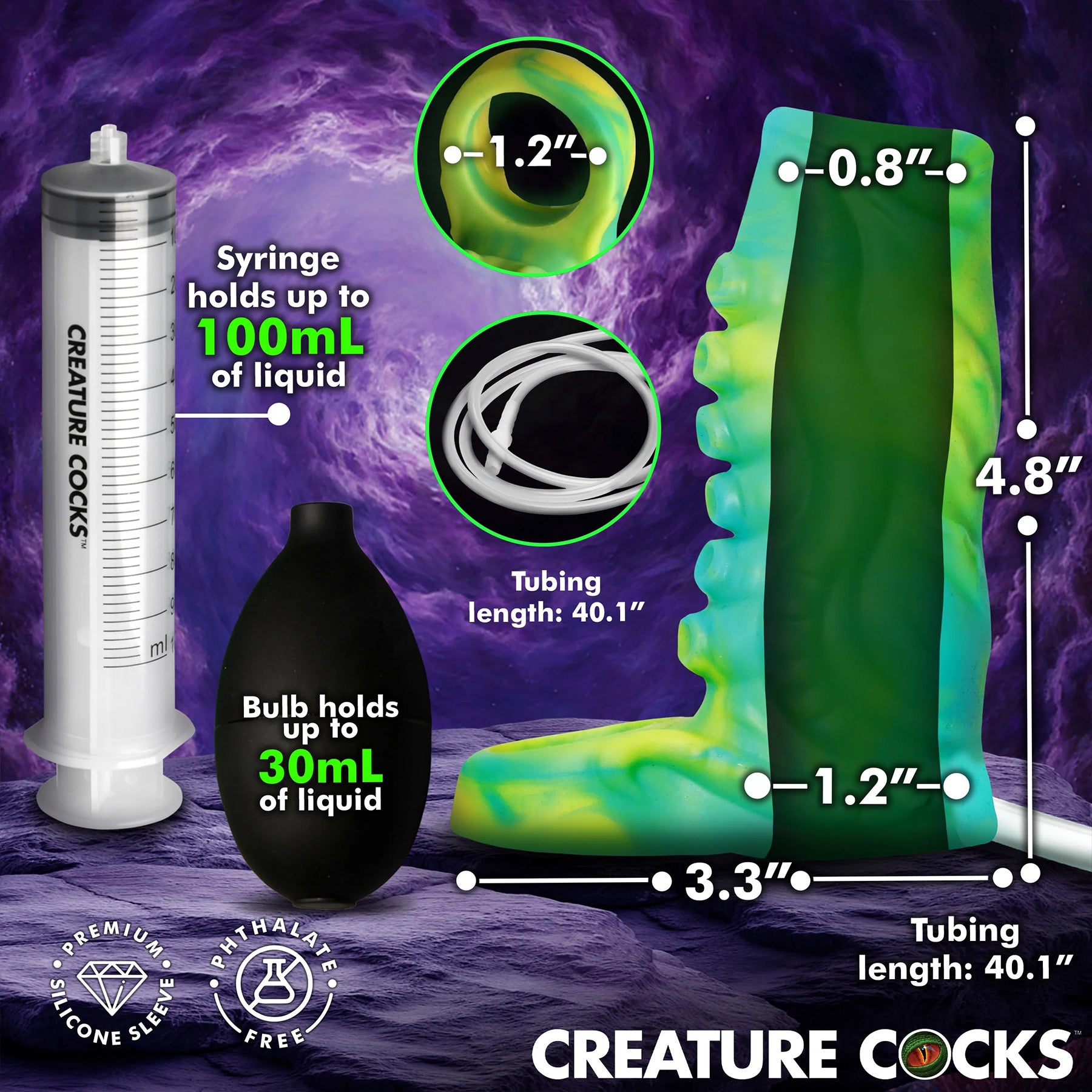 Tentacle Squirting Silicone Penis Enhancer By Creature Cocks - Green