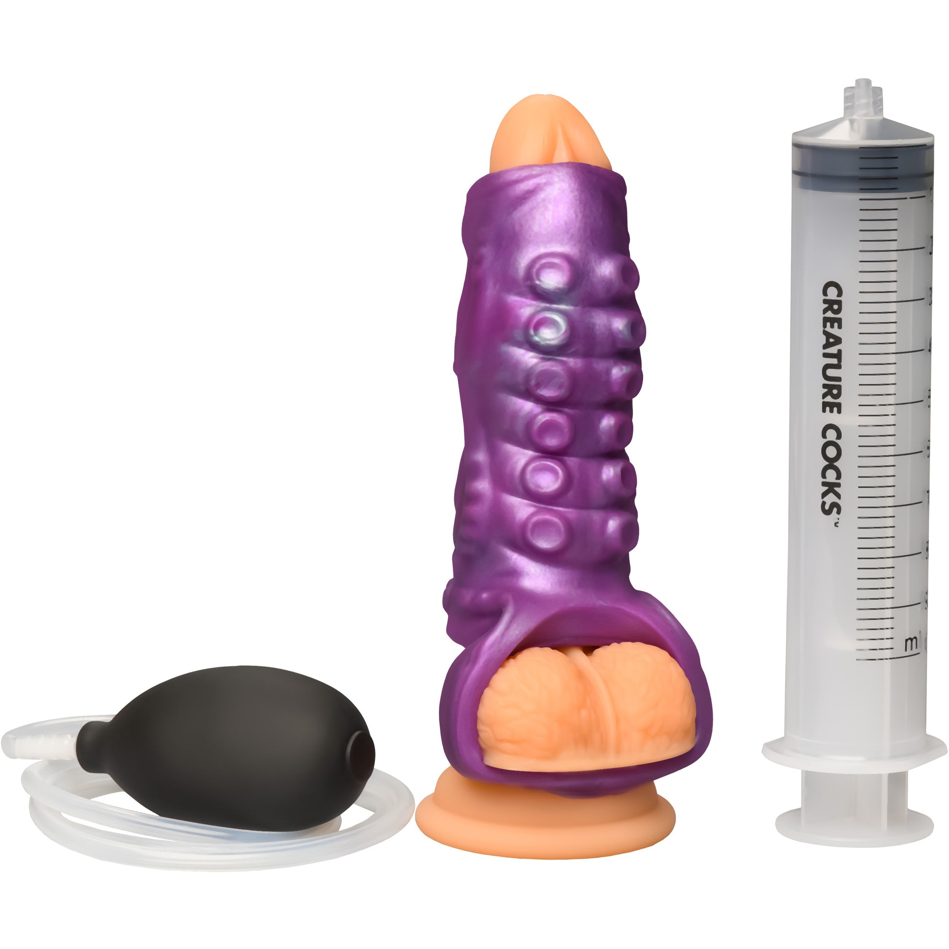 Tentacle Squirting Silicone Penis Enhancer By Creature Cocks - Purple