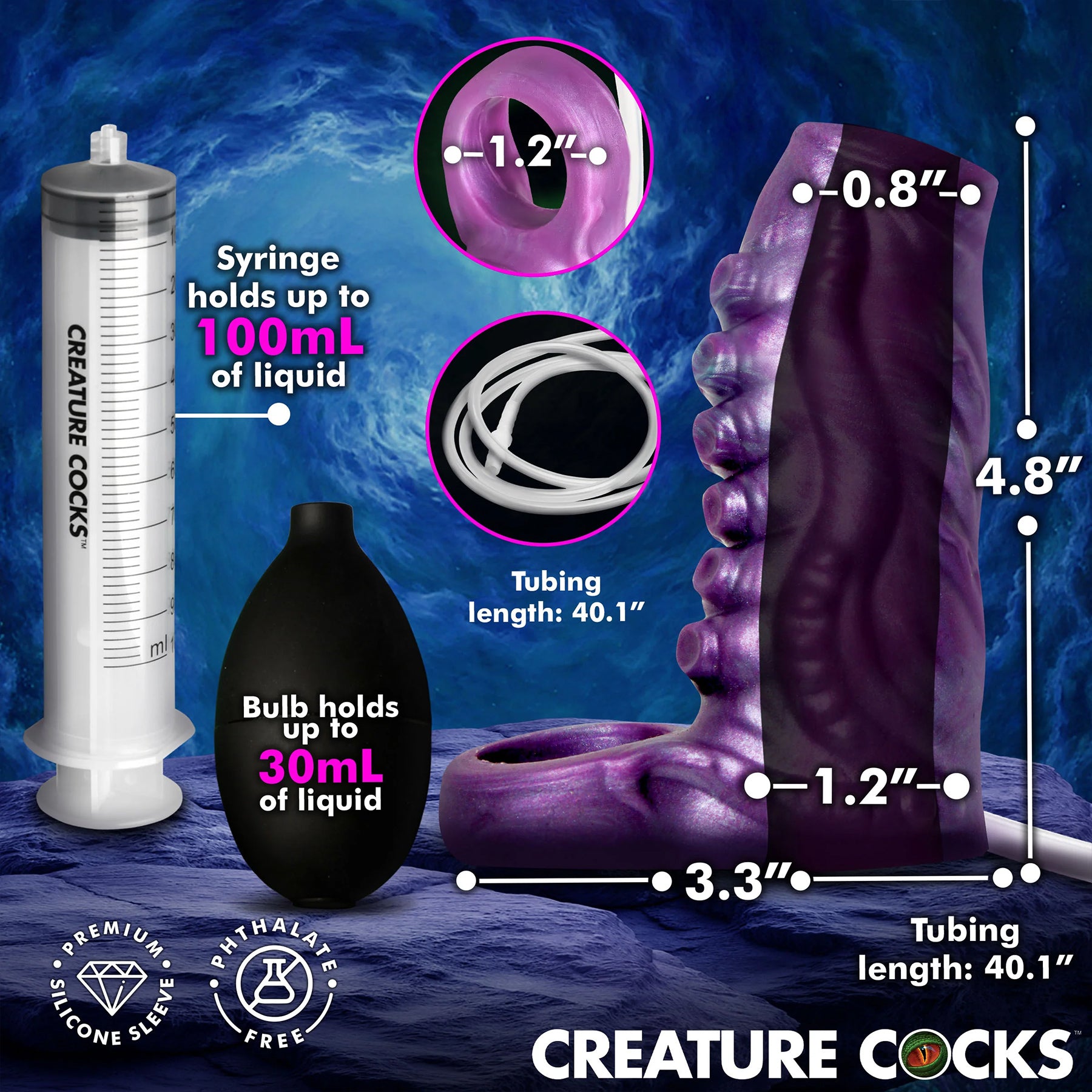 Tentacle Squirting Silicone Penis Enhancer By Creature Cocks - Purple