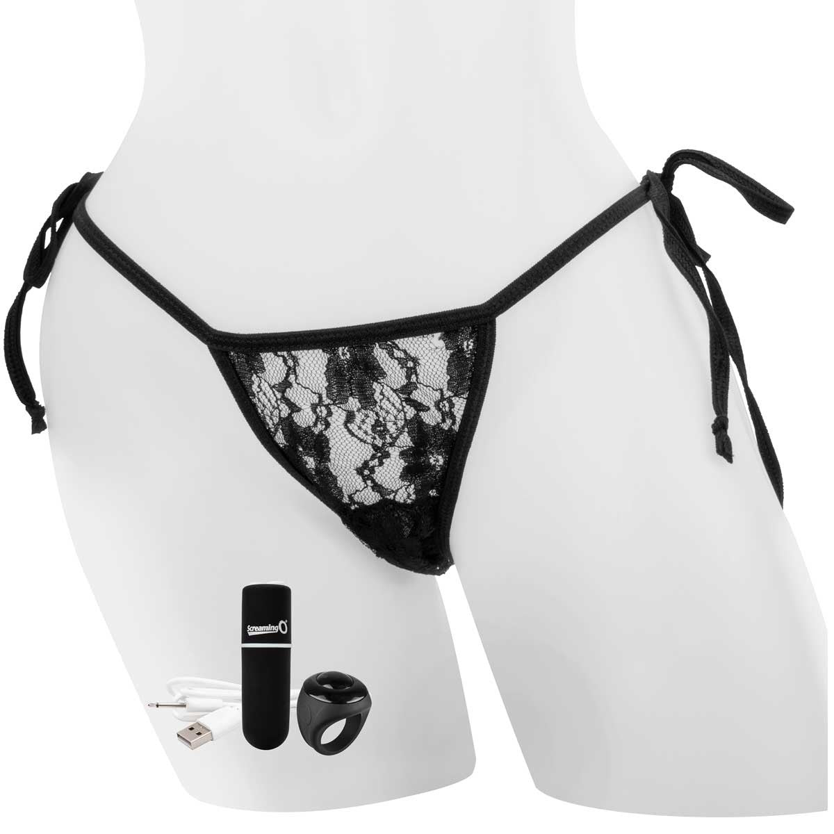 Charged My Secret Rechargeable 10 Function Remote Control Panty Vibe By Screaming O - Black