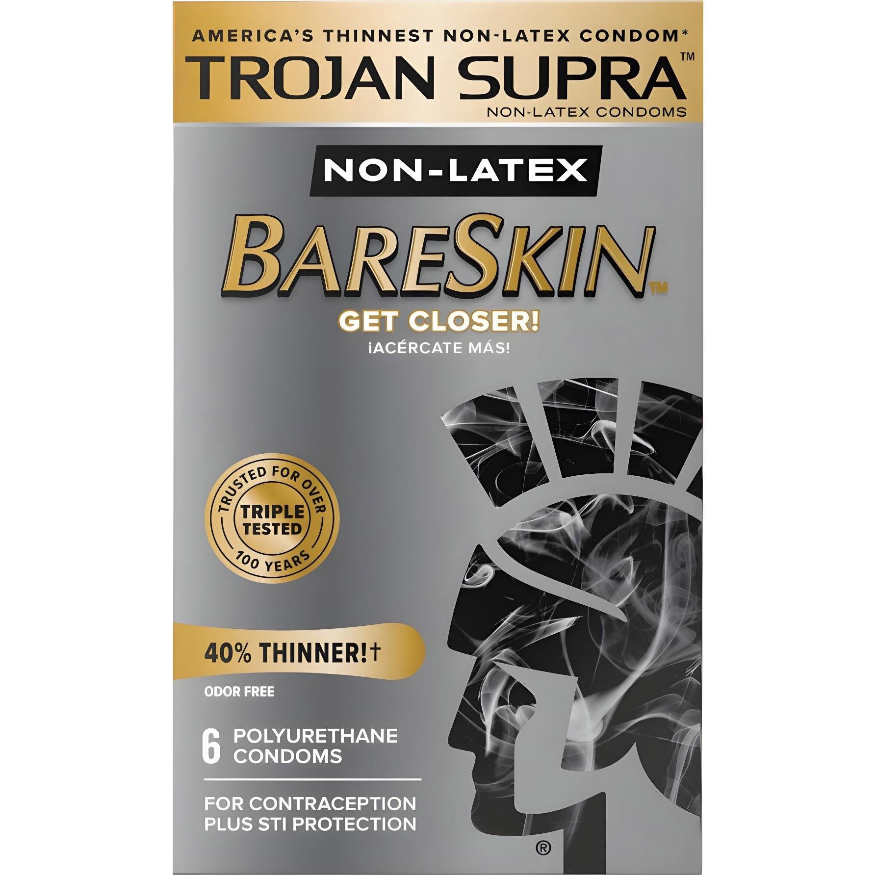 TROJAN Supra BARESKIN Non-Latex Lubricated Condoms 6 Pack