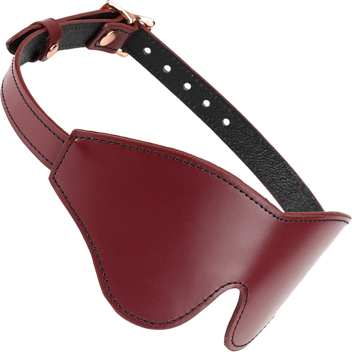 Wine Red Leather Blindfold With Rose Gold Buckle By Liebe Seele