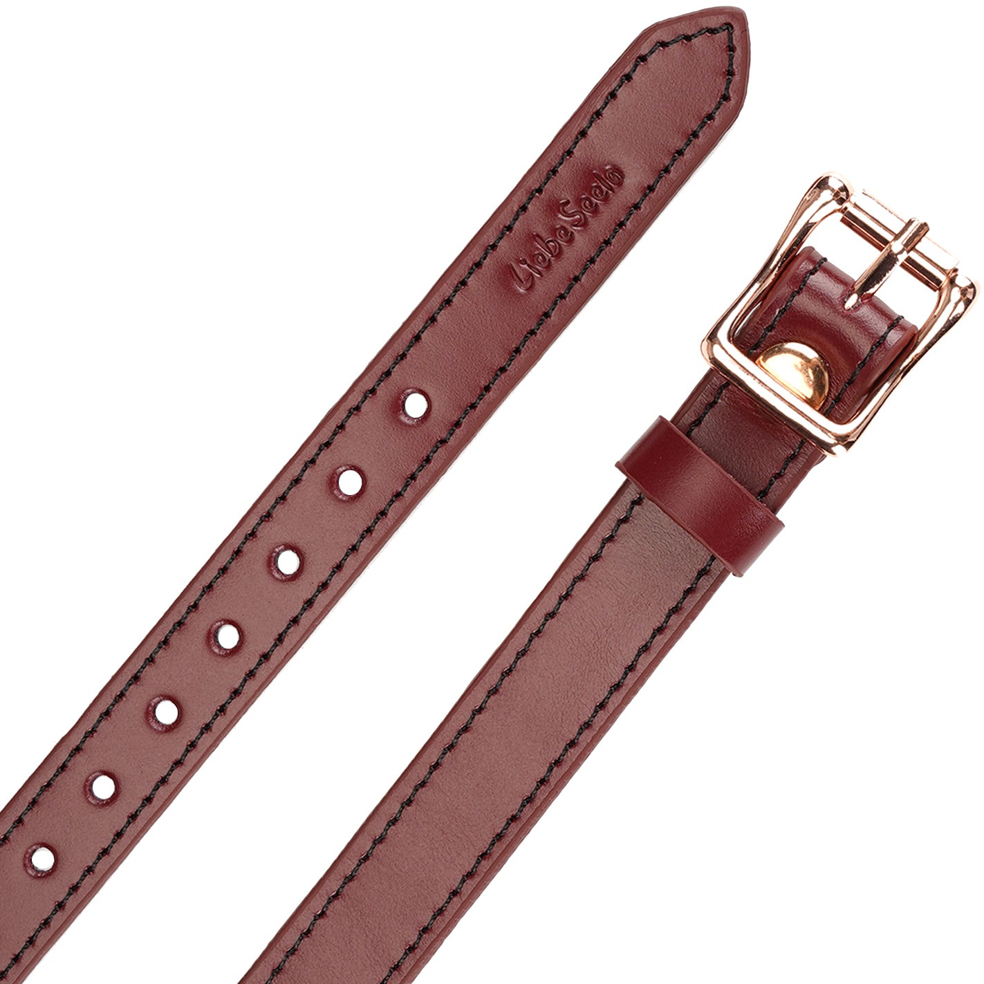 Wine Red Leather Blindfold With Rose Gold Buckle By Liebe Seele