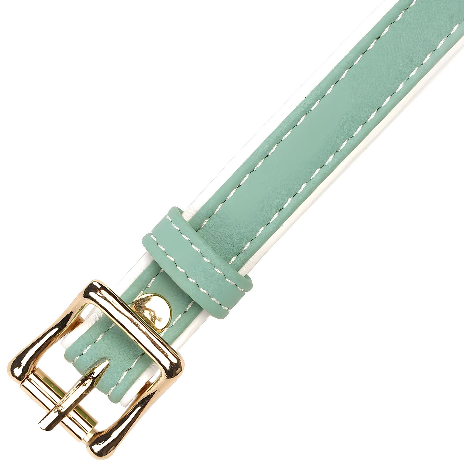 Fairy White & Green Leather Blindfold With Gold Buckle By Liebe Seele