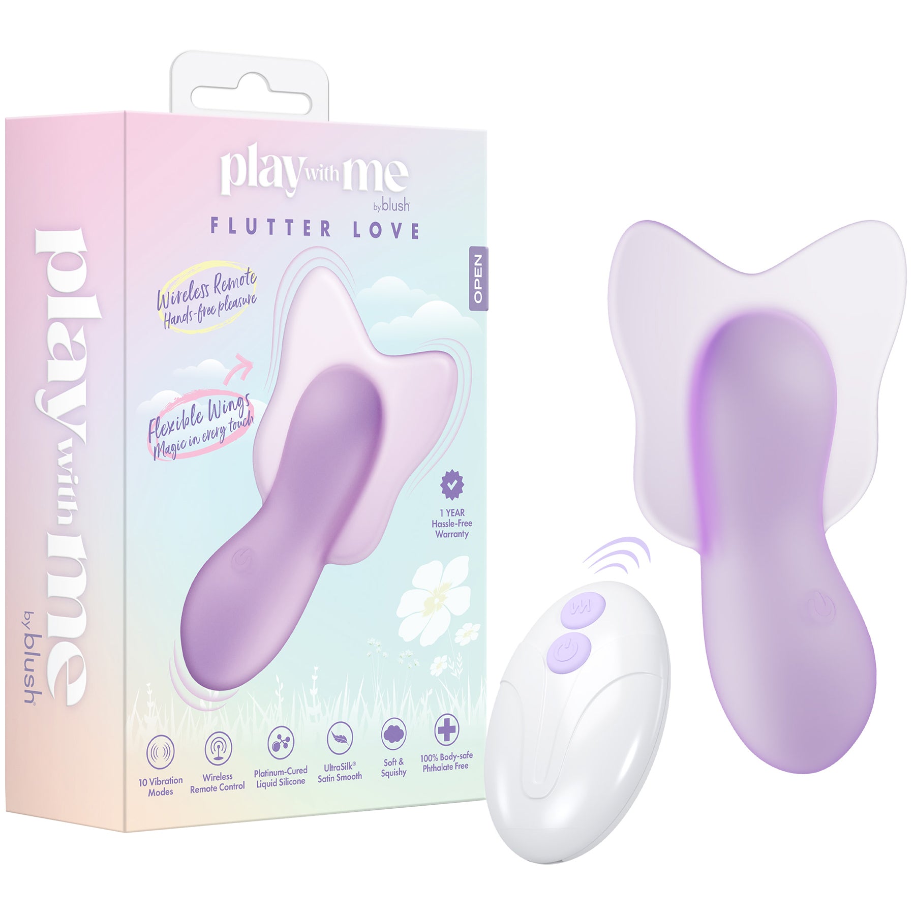Play With Me Flutter Love Rechargeable Silicone Clitoral Vibrator By Blush