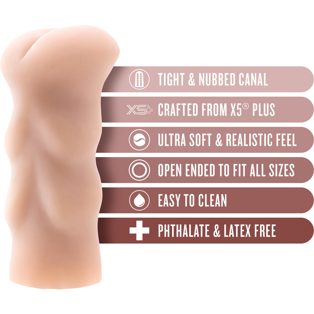 EnLust Cassie Open Ended Anal Penis Masturbator By Blush - Vanilla