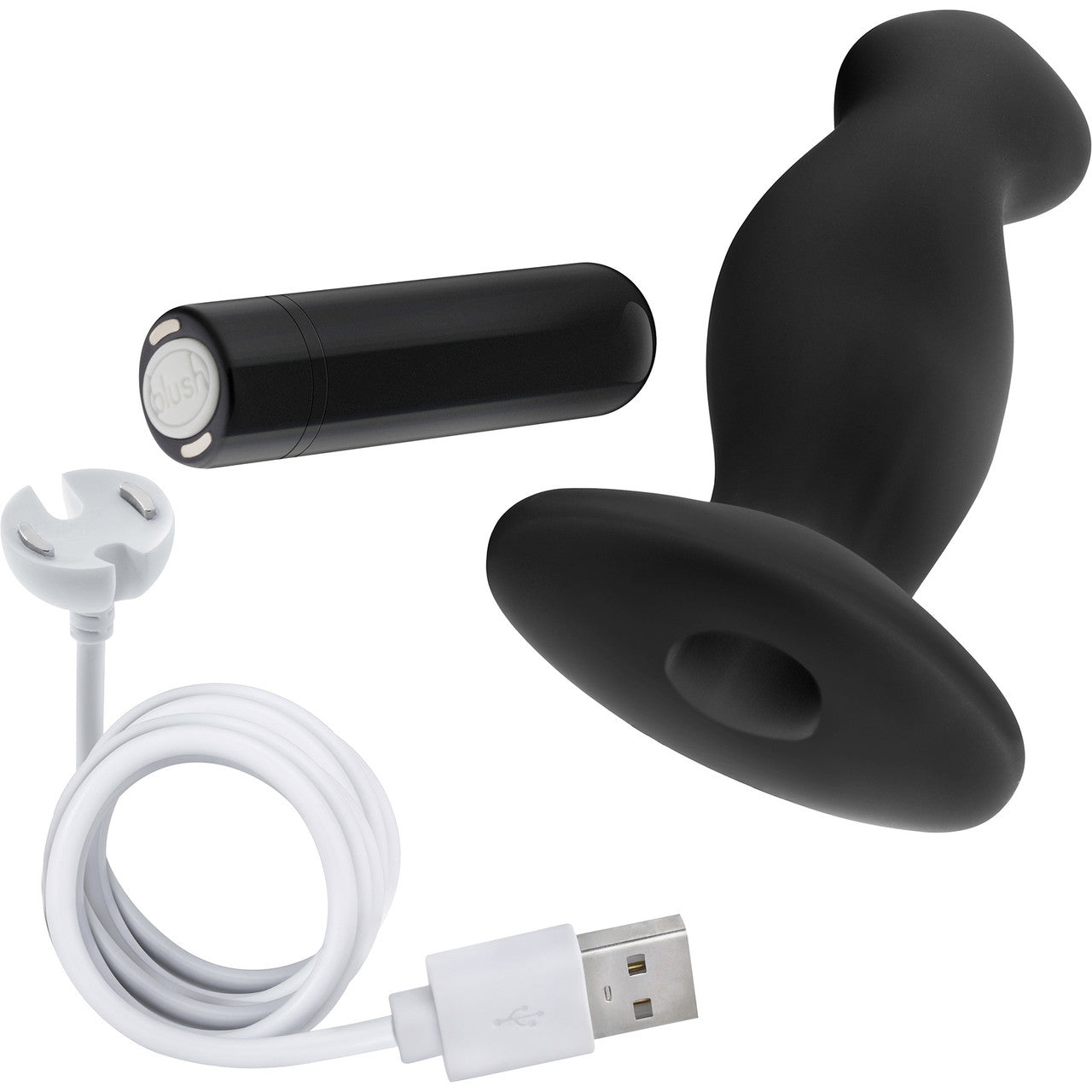 Anal Adventures Platinum Silicone Rechargeable Vibrating Prostate Massager 2 By Blush - Black
