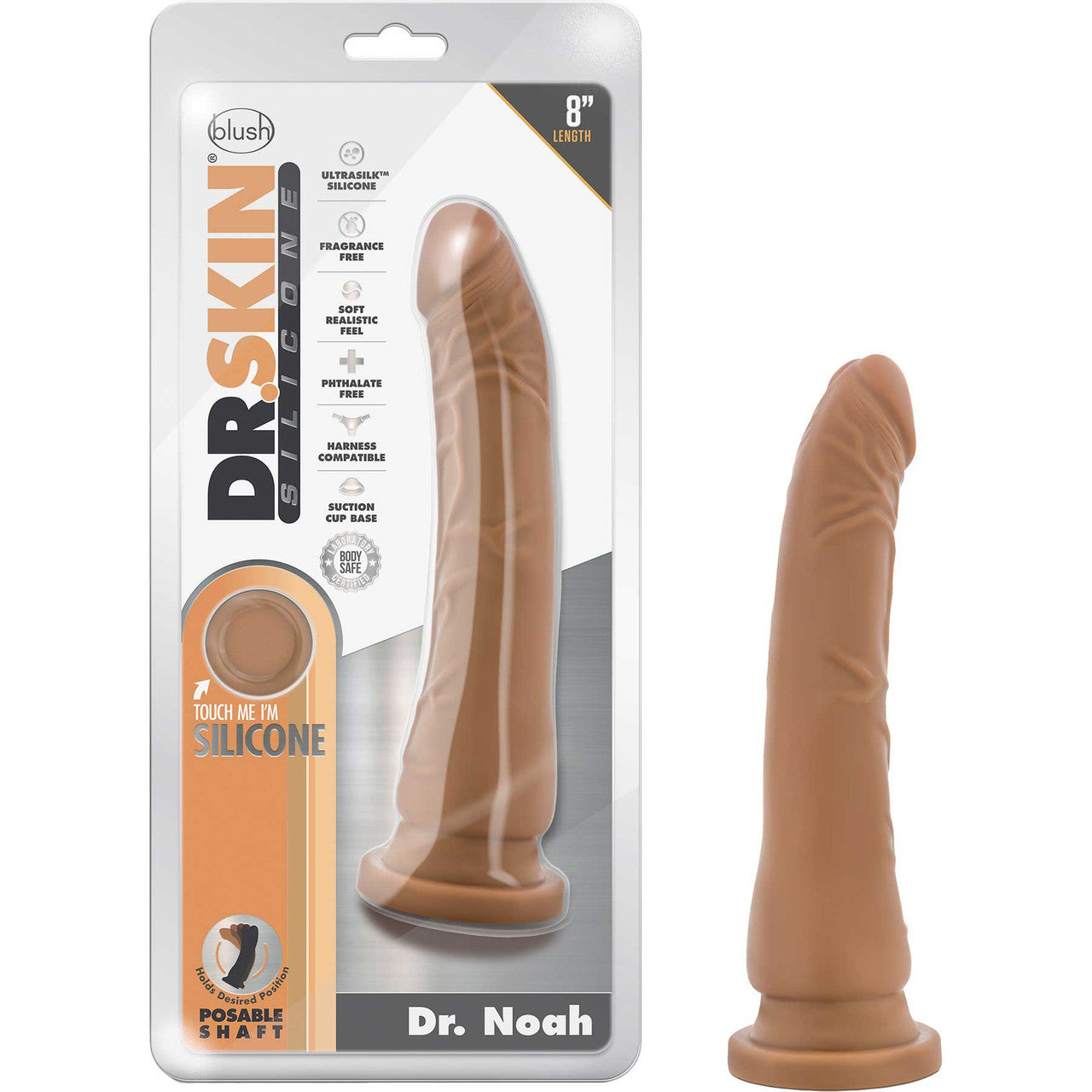 Dr. Skin Dr. Noah 8" Realistic Posable Silicone Dildo With Suction Cup By Blush - Caramel