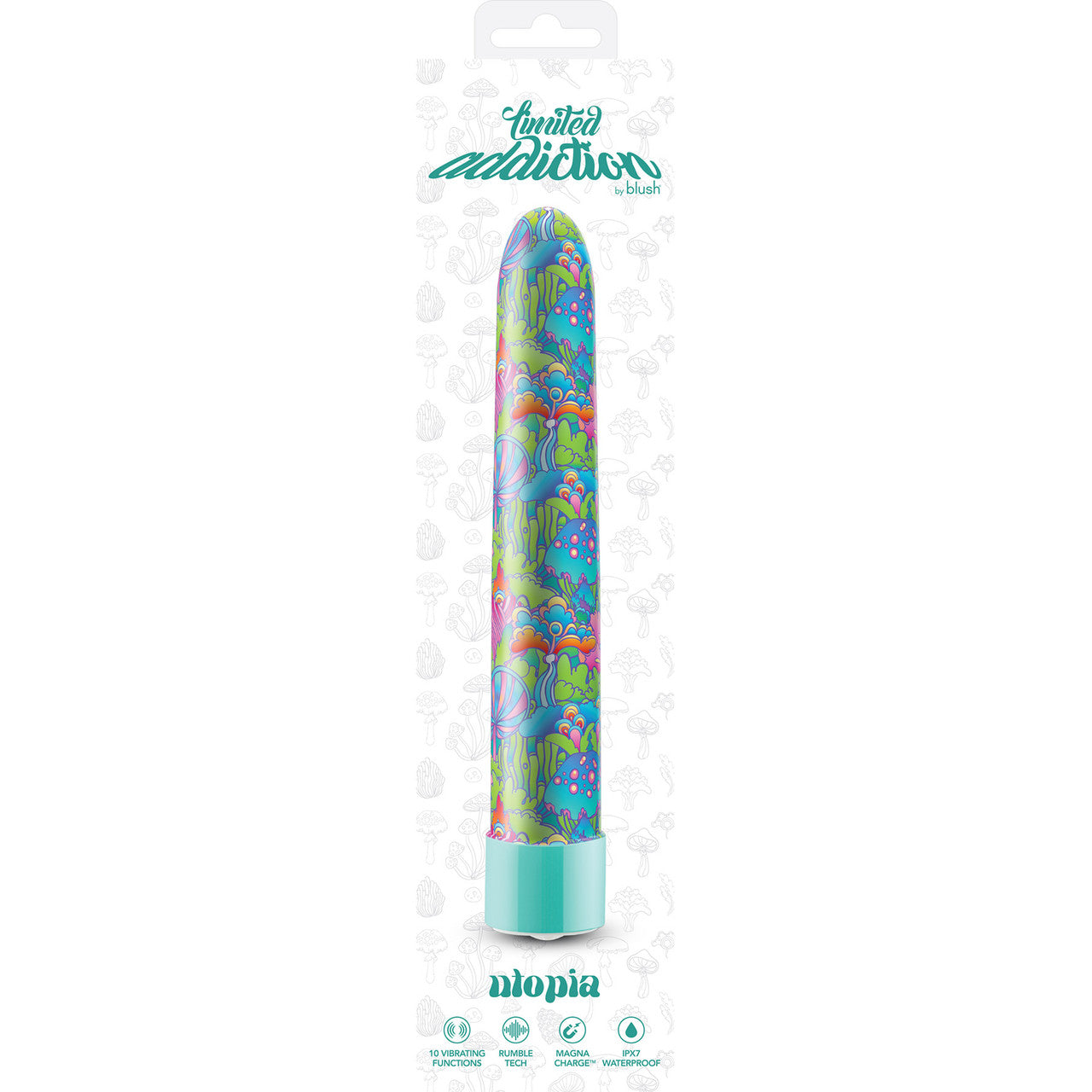 Limited Addiction Utopia Rechargeable Waterproof Slimline Vibrator By Blush - Aqua