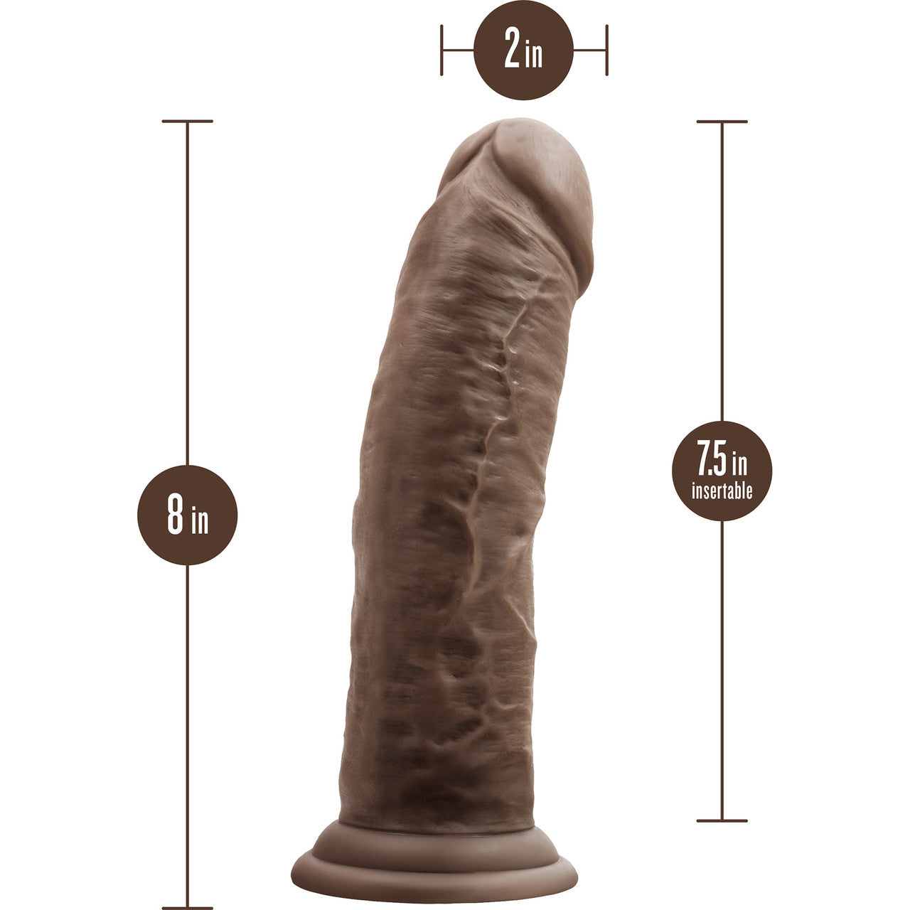 Dr. Skin Dr. Shepherd 8" Realistic Posable Silicone Dildo With Suction Cup By Blush - Chocolate