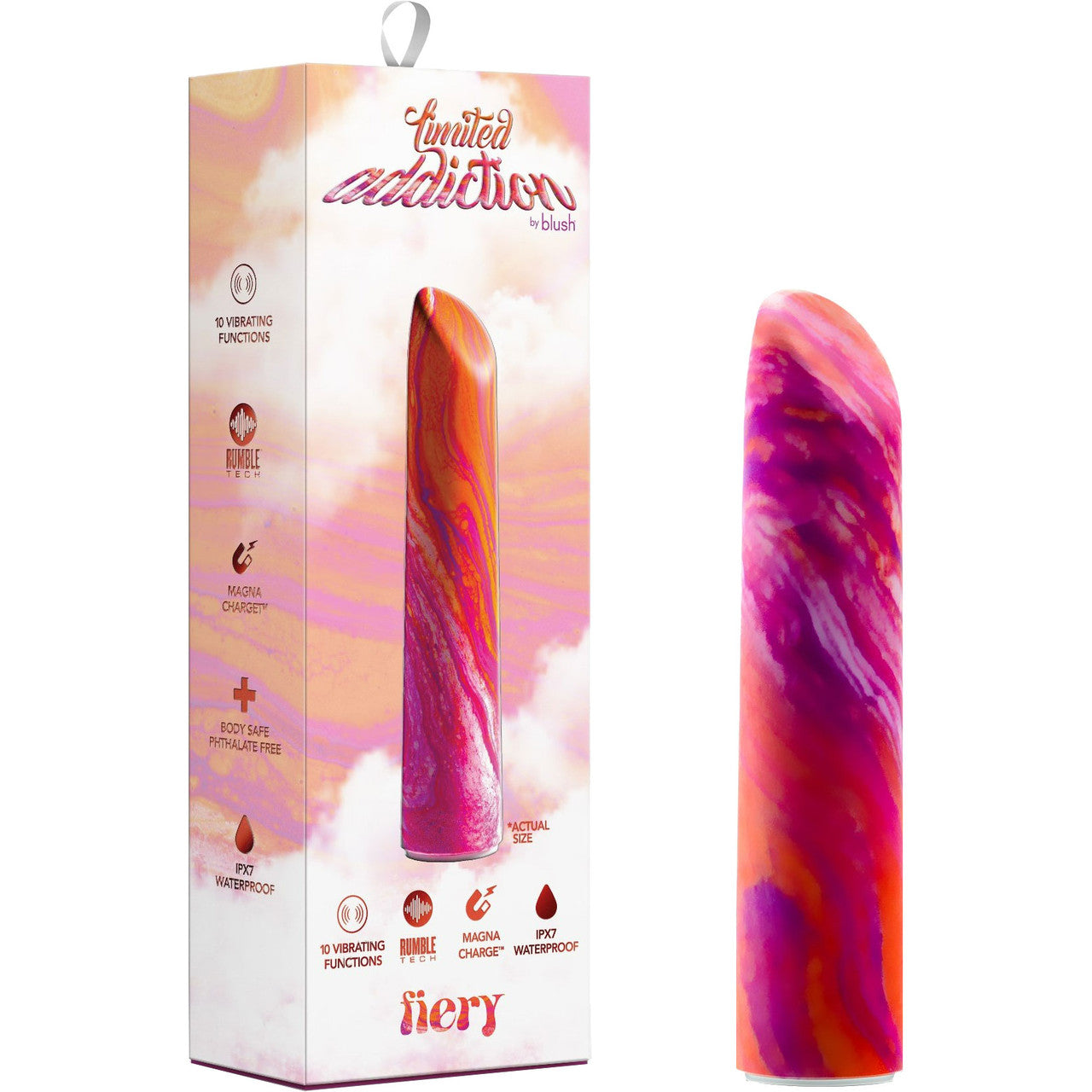 Limited Addiction Fiery Rechargeable Waterproof Power Vibe By Blush - Coral