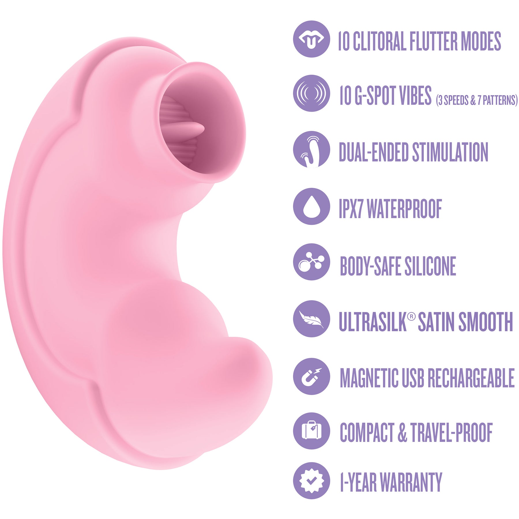 Play With Me Pout & Play Discreet Silicone Double Ended Vibrator By Blush