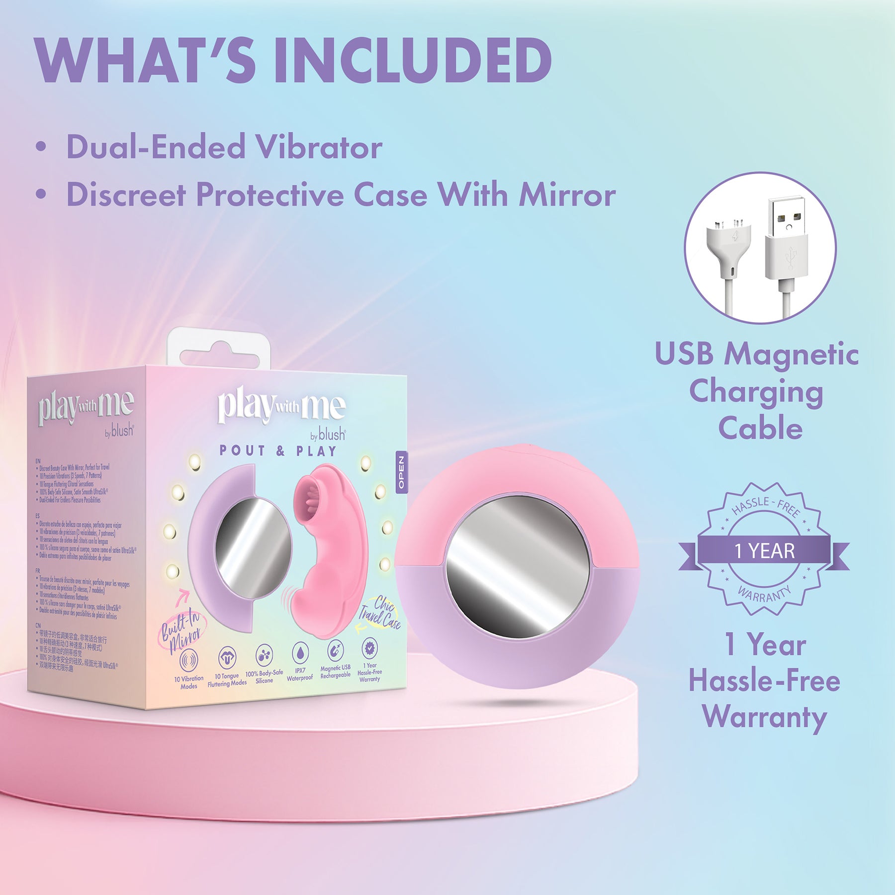Play With Me Pout & Play Discreet Silicone Double Ended Vibrator By Blush