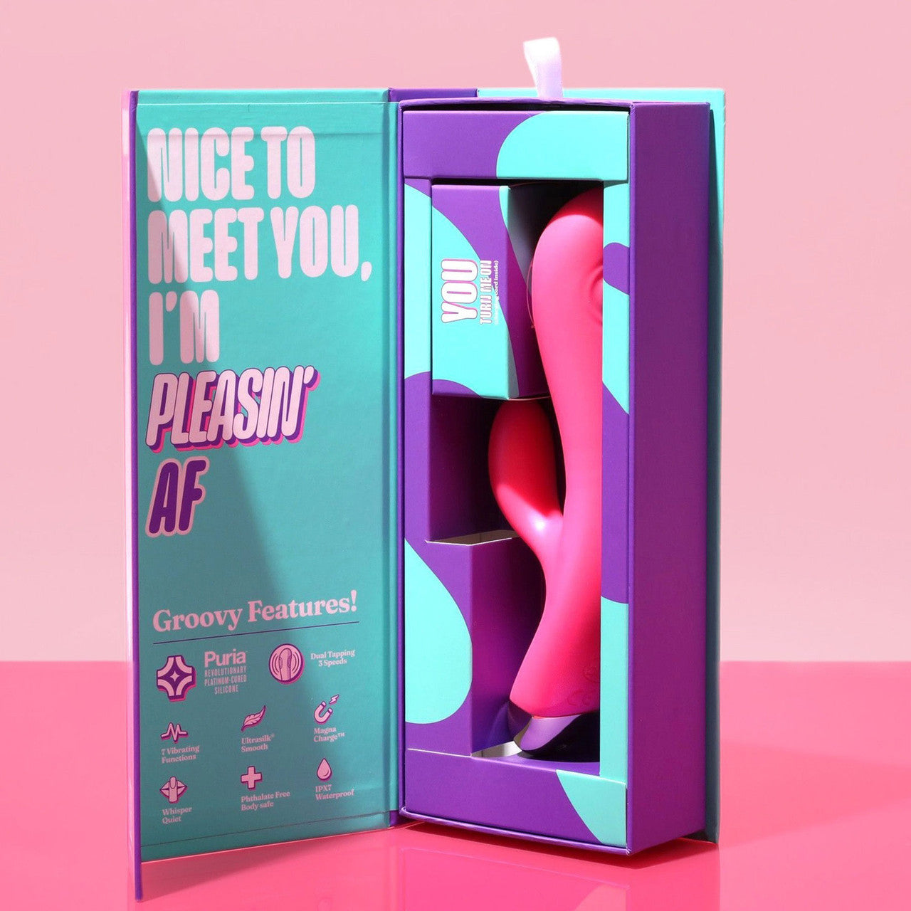 Aria Pleasin' AF Silicone Waterproof Dual Stimulation Vibrator By Blush - Fuchsia