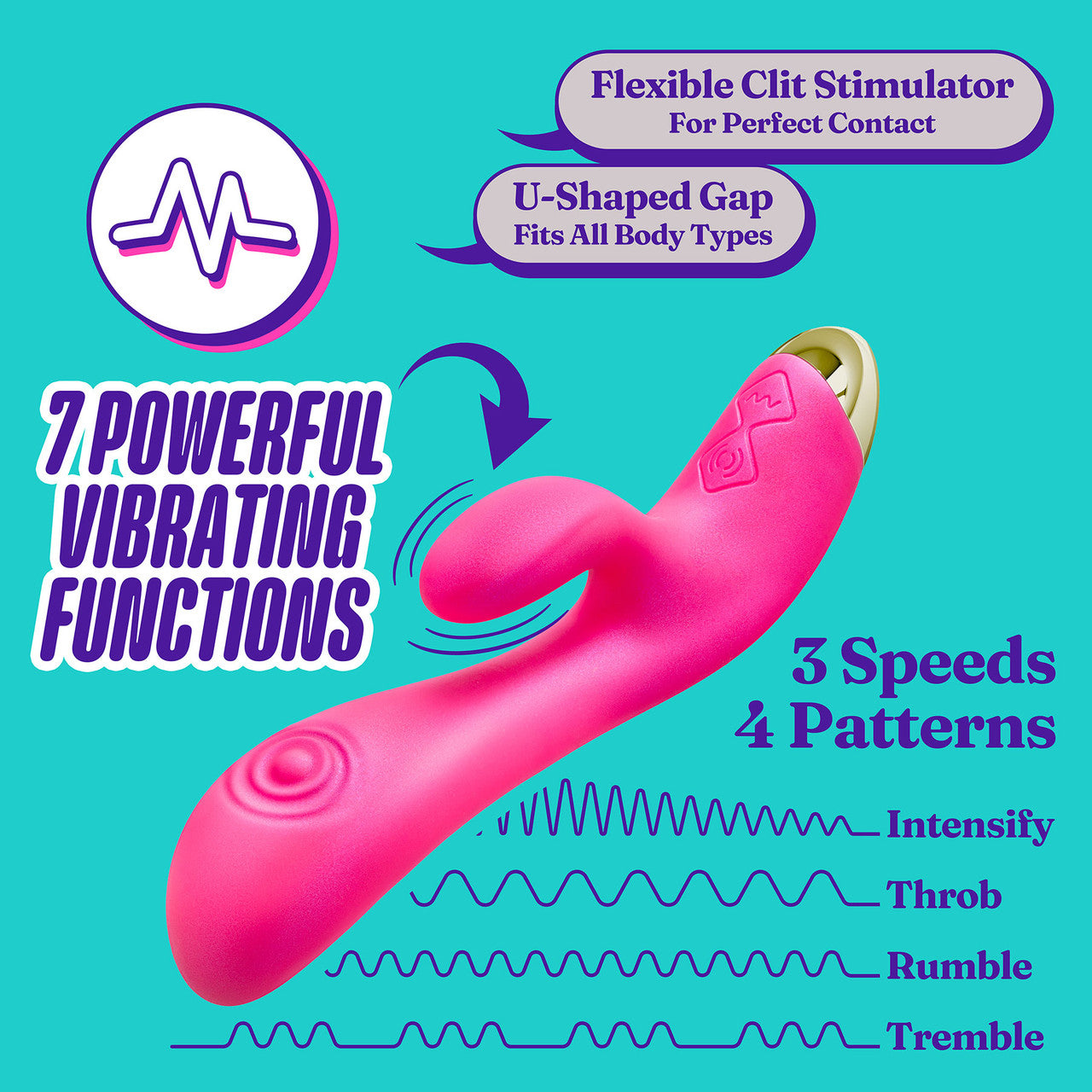 Aria Pleasin' AF Silicone Waterproof Dual Stimulation Vibrator By Blush - Fuchsia