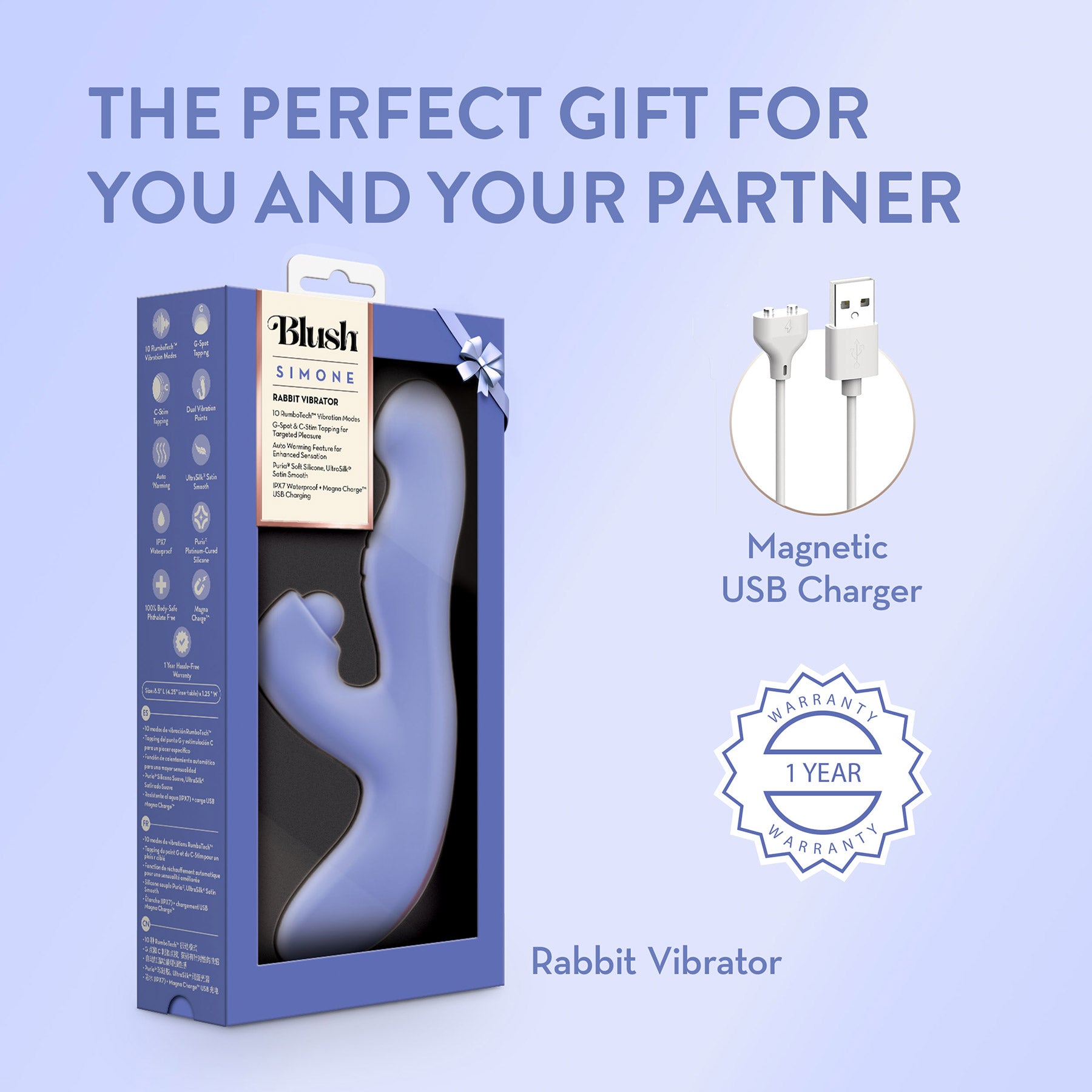 Simone Rechargeable Silicone Warming Tapping Rabbit Vibrator By Blush