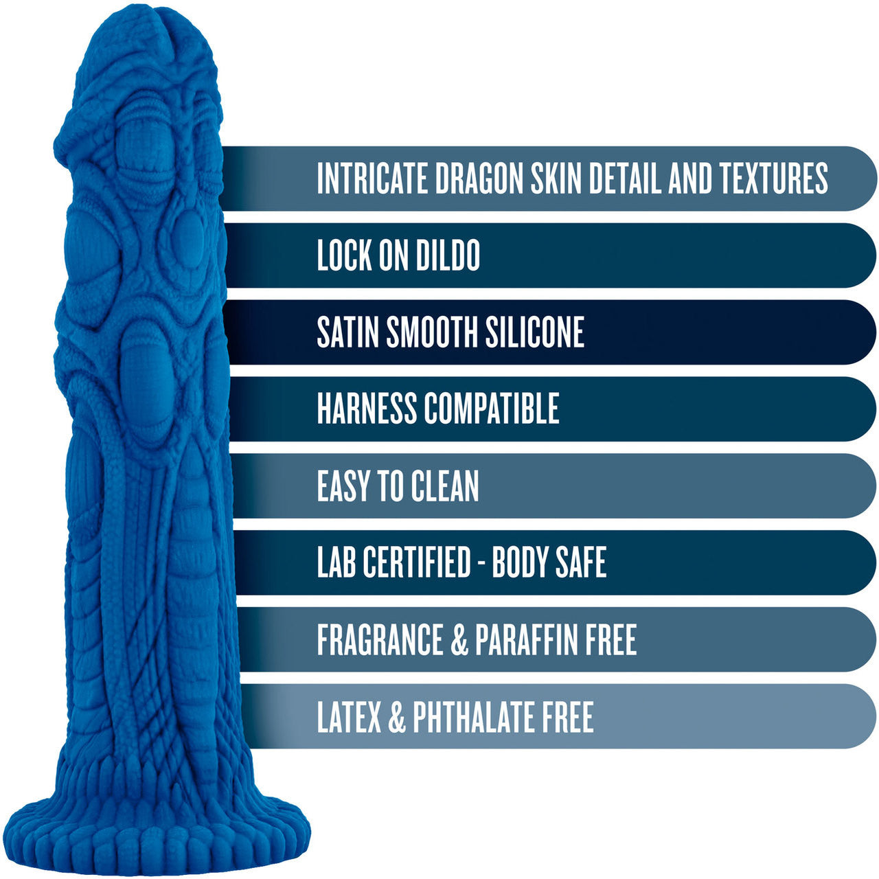The Realm Draken Silicone Lock On & Harness Compatible Dildo - Blue