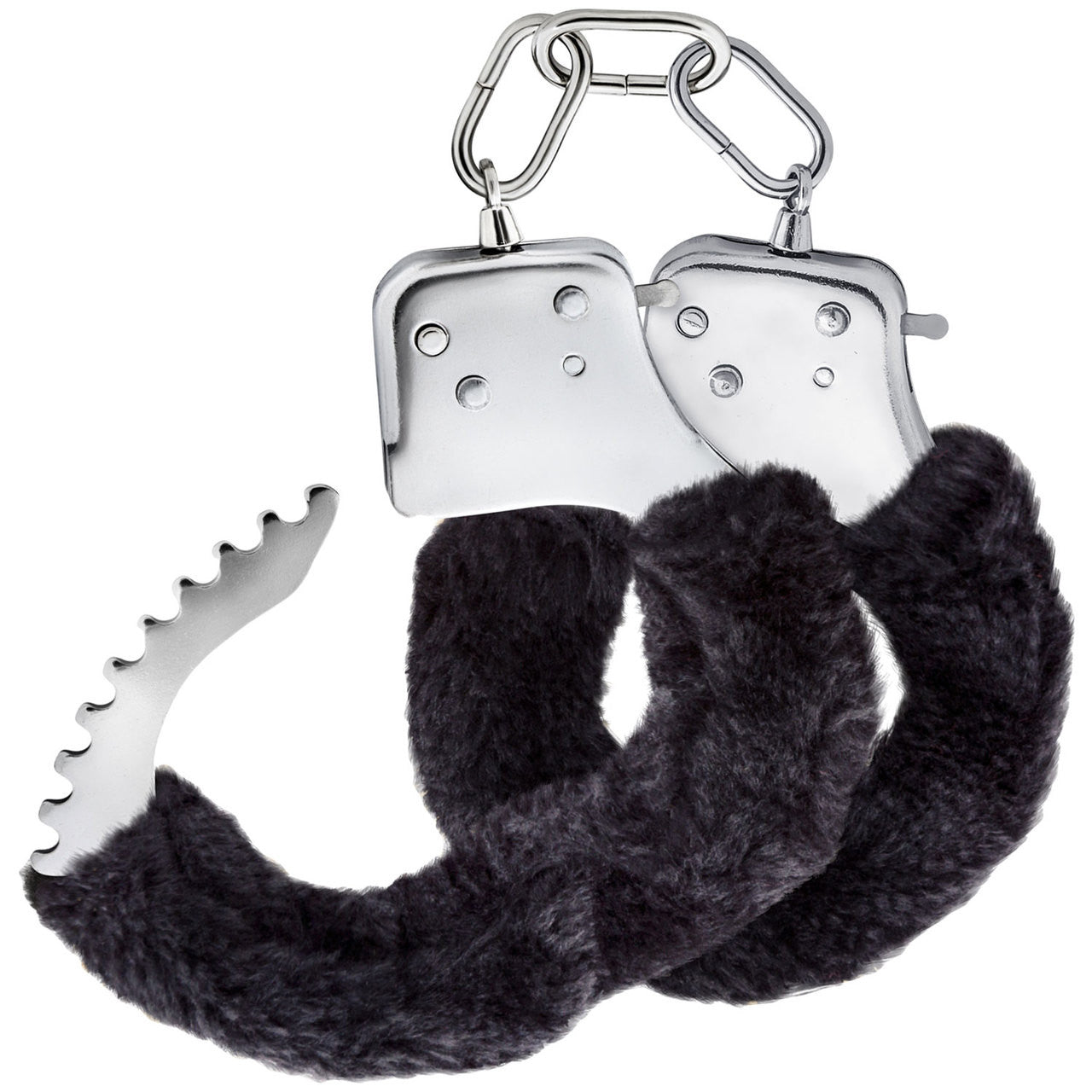 Temptasia Cuffs By Blush Novelties - Black Furry Handcuffs