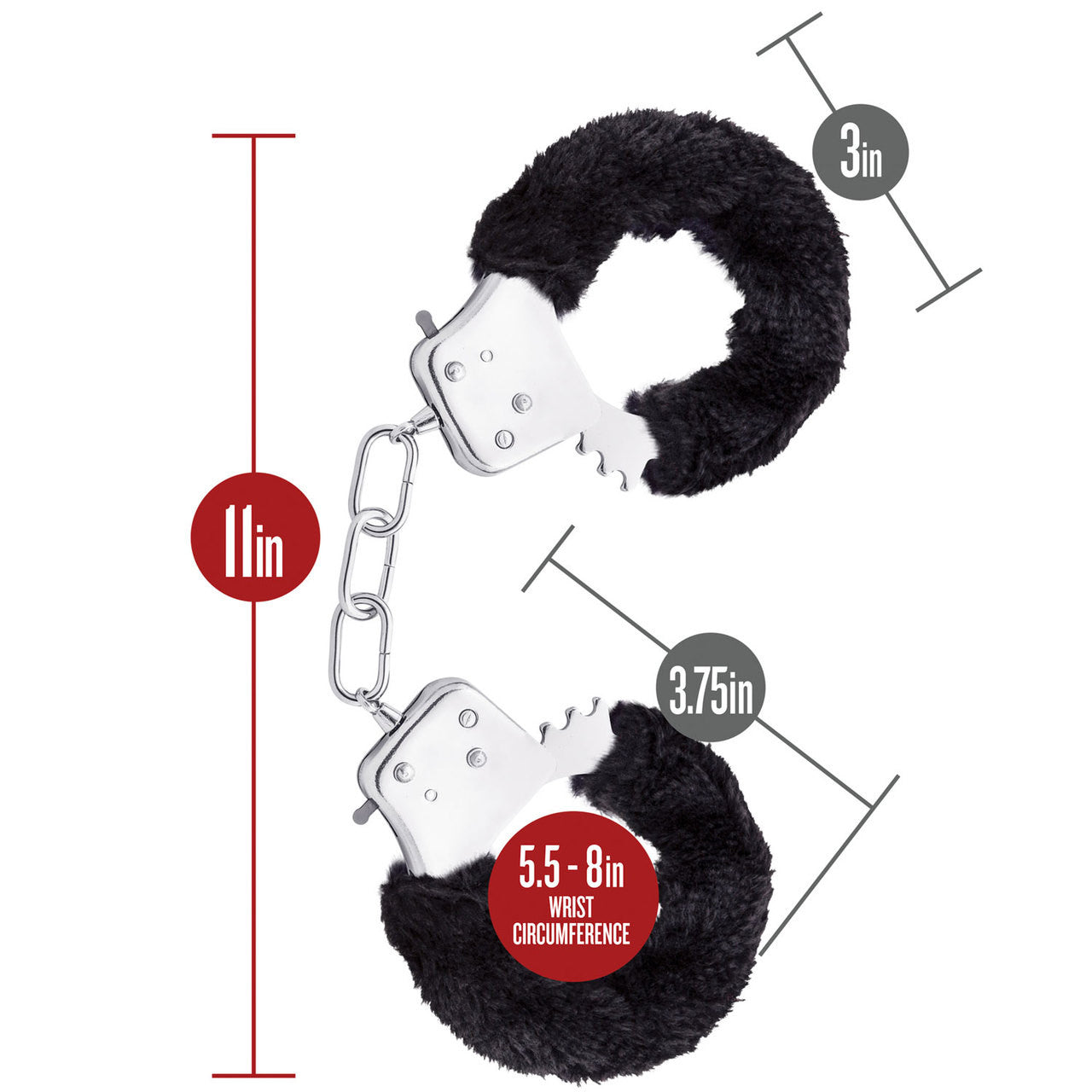 Temptasia Cuffs By Blush Novelties - Black Furry Handcuffs