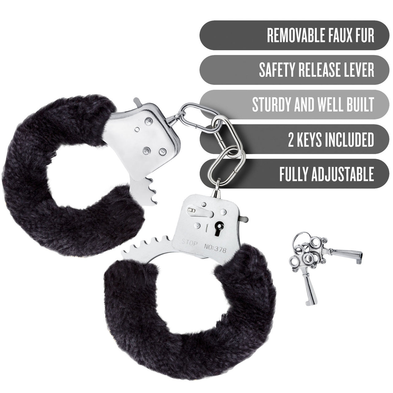 Temptasia Cuffs By Blush Novelties - Black Furry Handcuffs
