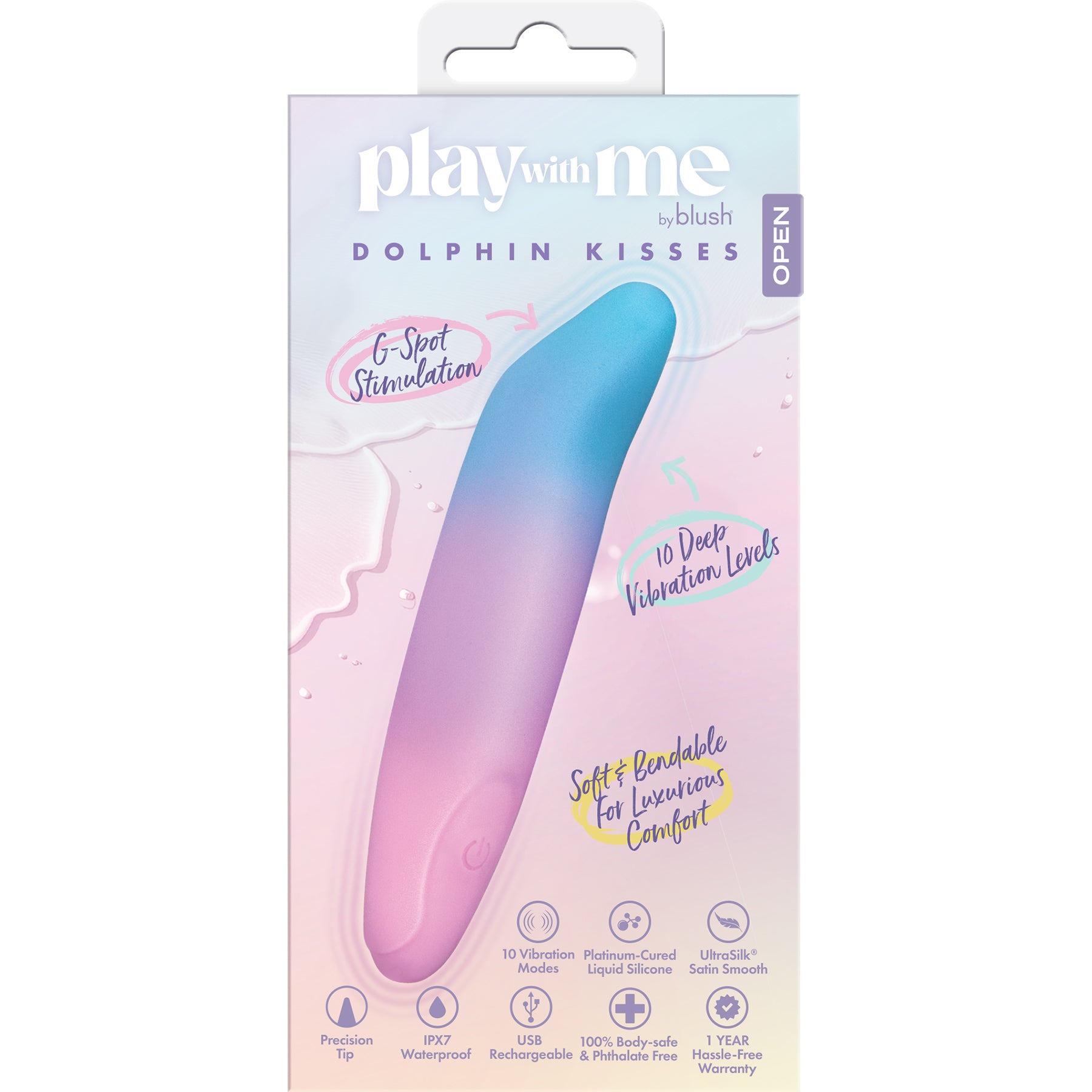 Play With Me Dolphin Kisses Rechargeable Silicone G-Spot Bullet Vibrator By Blush