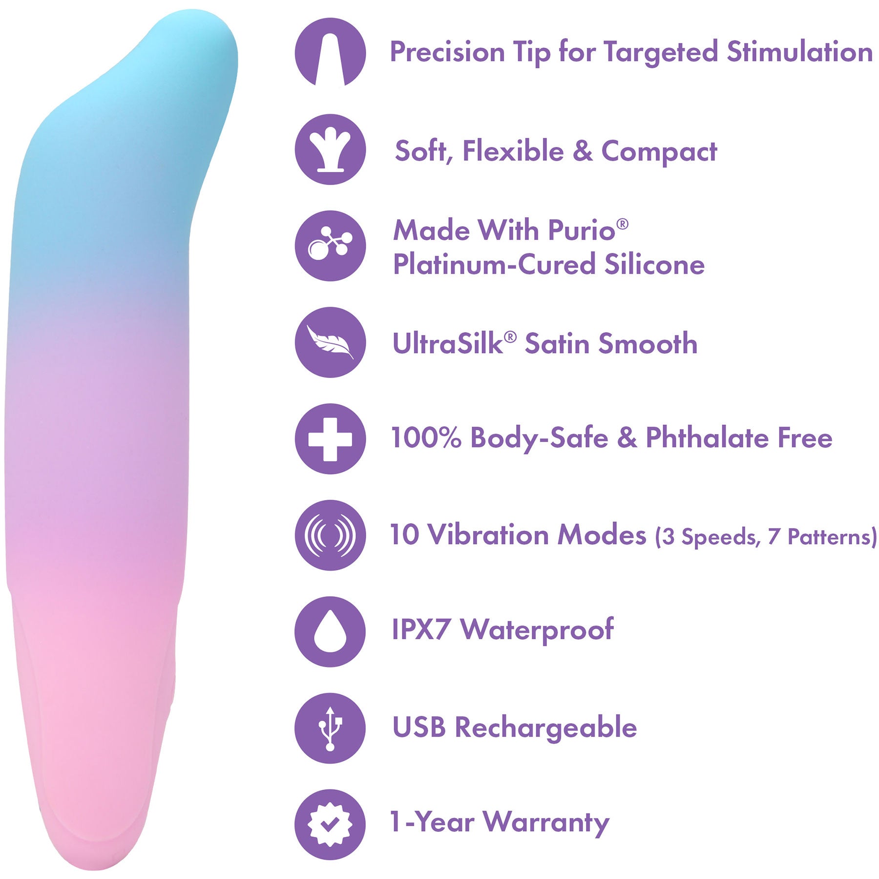 Play With Me Dolphin Kisses Rechargeable Silicone G-Spot Bullet Vibrator By Blush