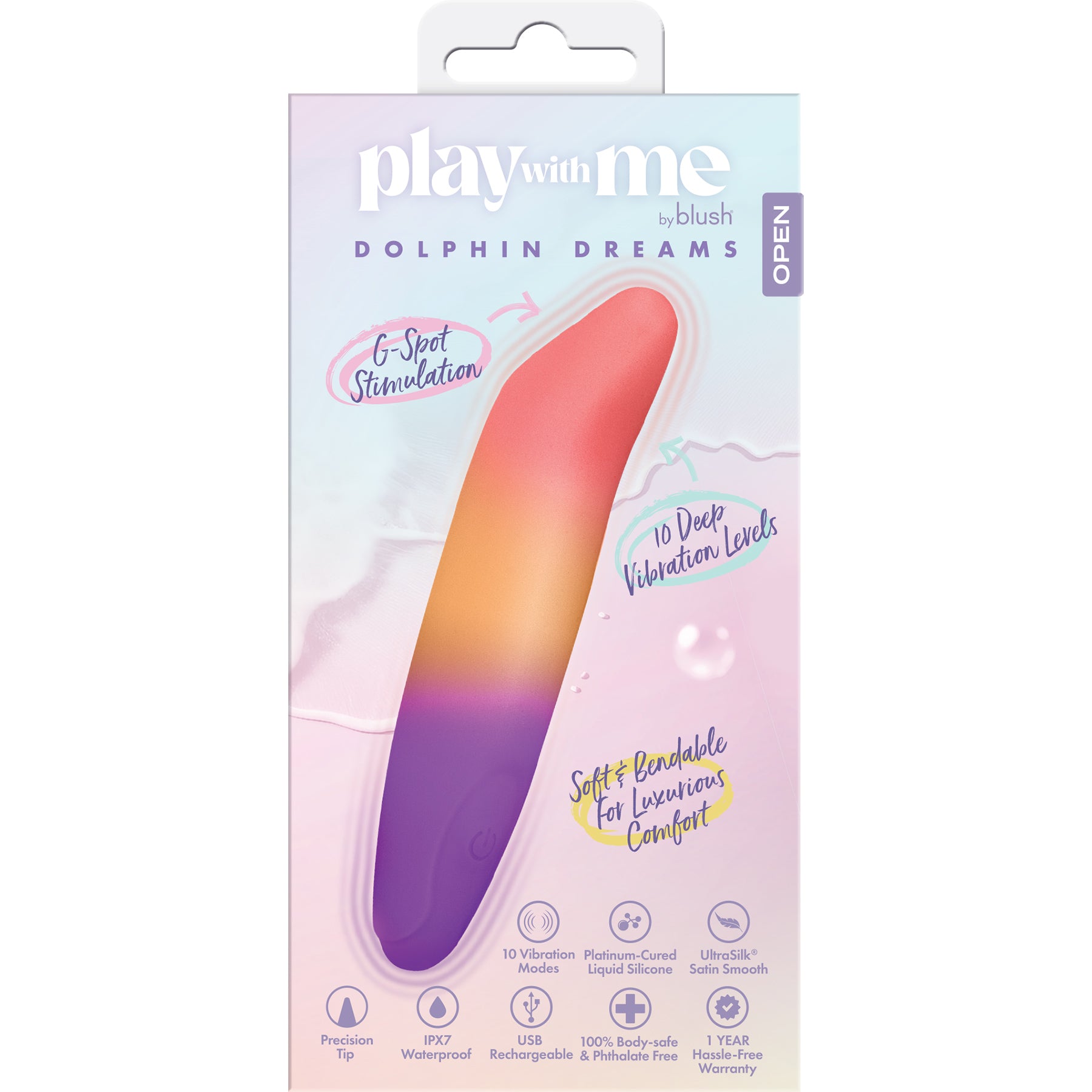 Play With Me Dolphin Dreams Rechargeable Silicone G-Spot Bullet Vibrator By Blush