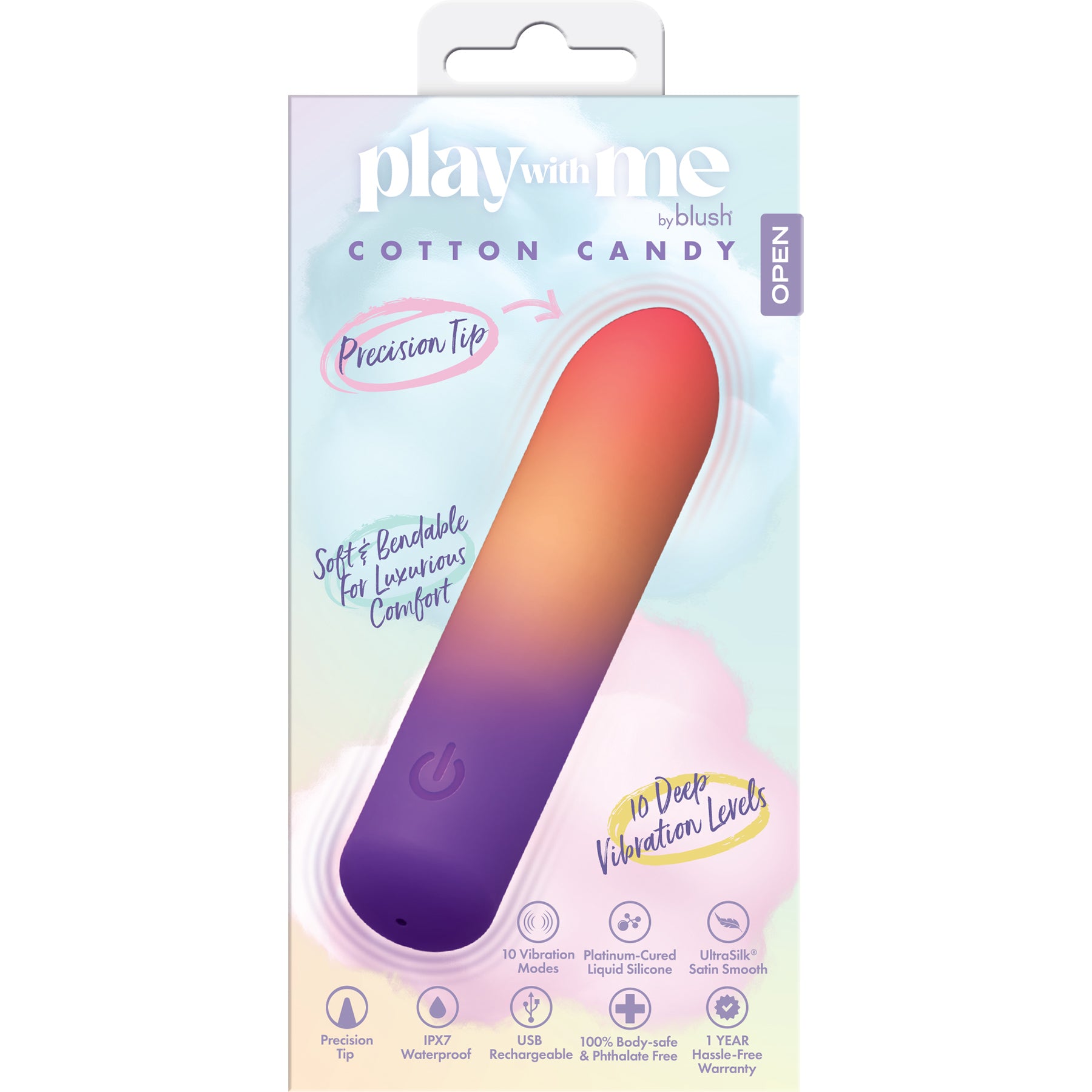 Play With Me Bullet Rechargeable Silicone Vibrator By Blush - Cotton Candy