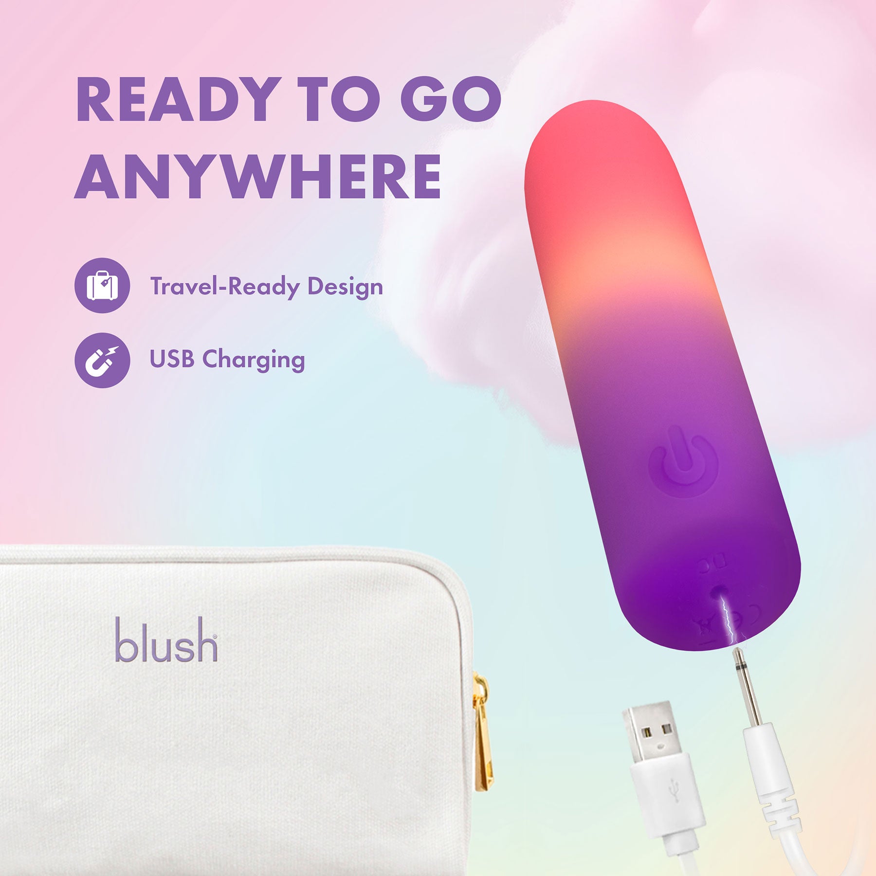 Play With Me Bullet Rechargeable Silicone Vibrator By Blush - Cotton Candy