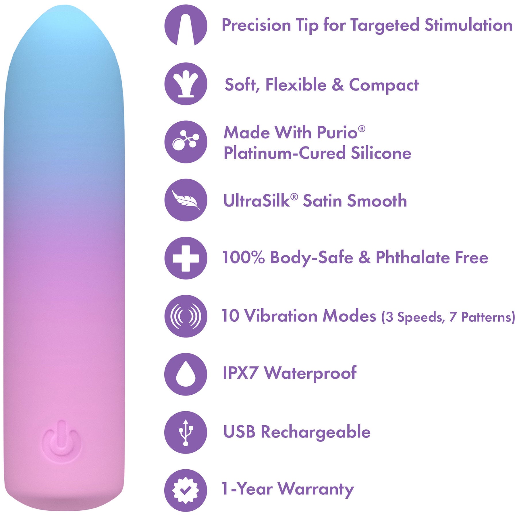 Play With Me Bullet Rechargeable Silicone Vibrator By Blush - Berry Burst