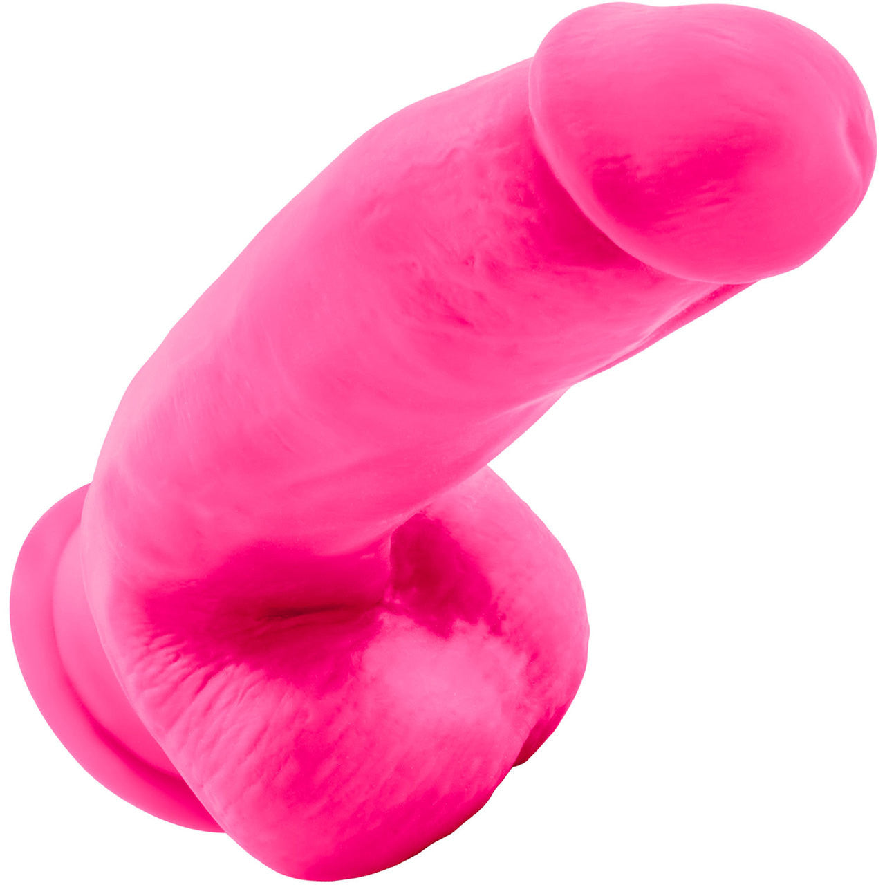 Neo Elite 7 Inch Dual Density Realistic Silicone Dildo With Balls by Blush - Neon Pink
