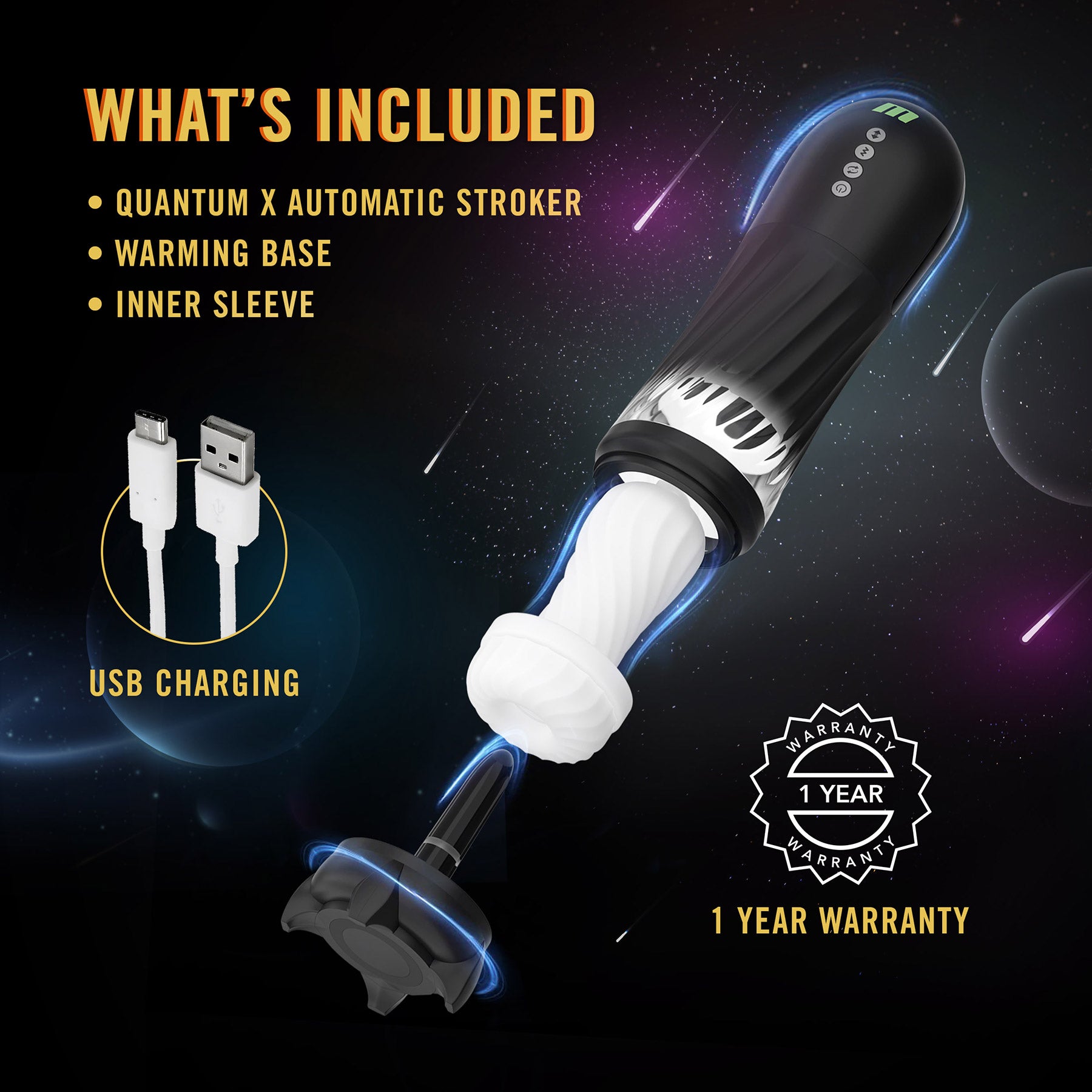 M For Men Quantum X Rechargeable Penis Stroker With Vibration