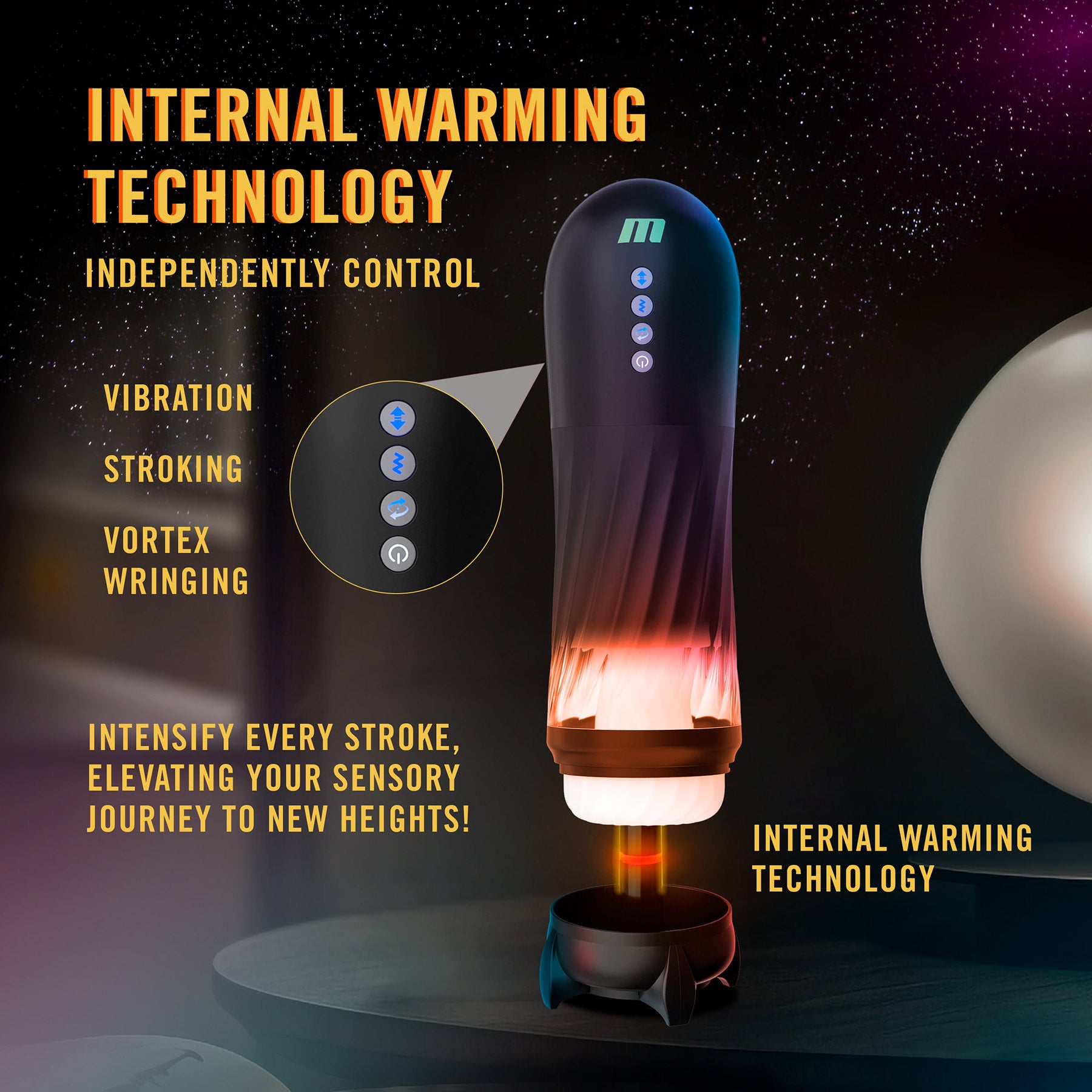 M For Men Quantum X Rechargeable Penis Stroker With Vibration
