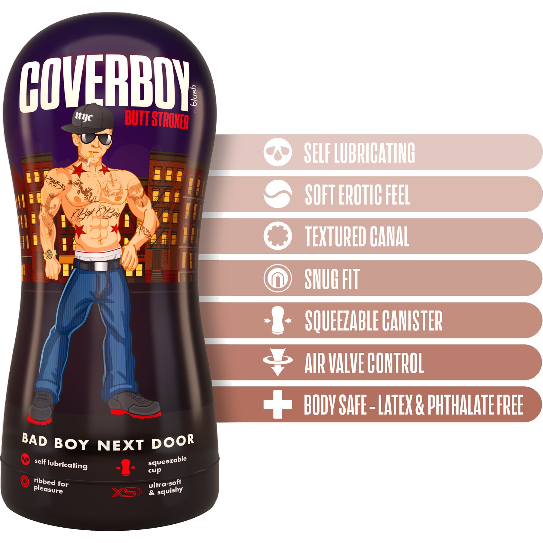 Coverboy The Bad Boy Next Door Self Lubricating Anal Penis Stroker By Blush - Vanilla